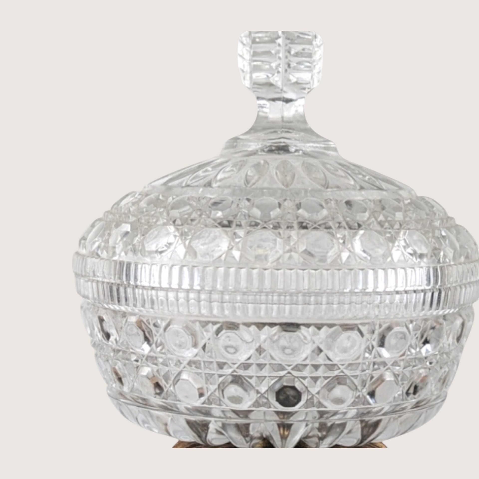 Vintage Crystal and Italian Marble Covered Candy Dish Chandelier Pedestal Jar