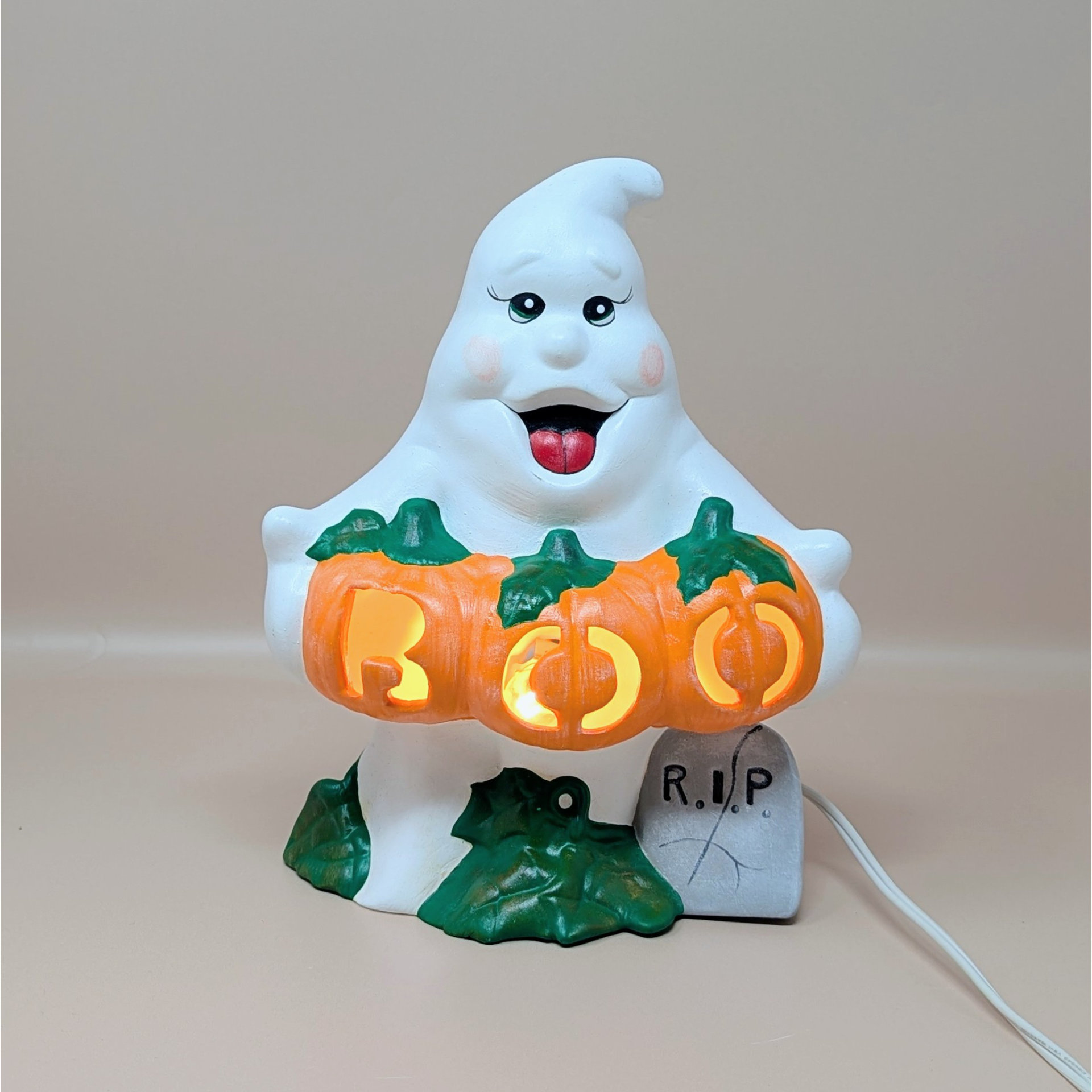 1980s Atlantic Mold Ceramic Ghost Halloween Light