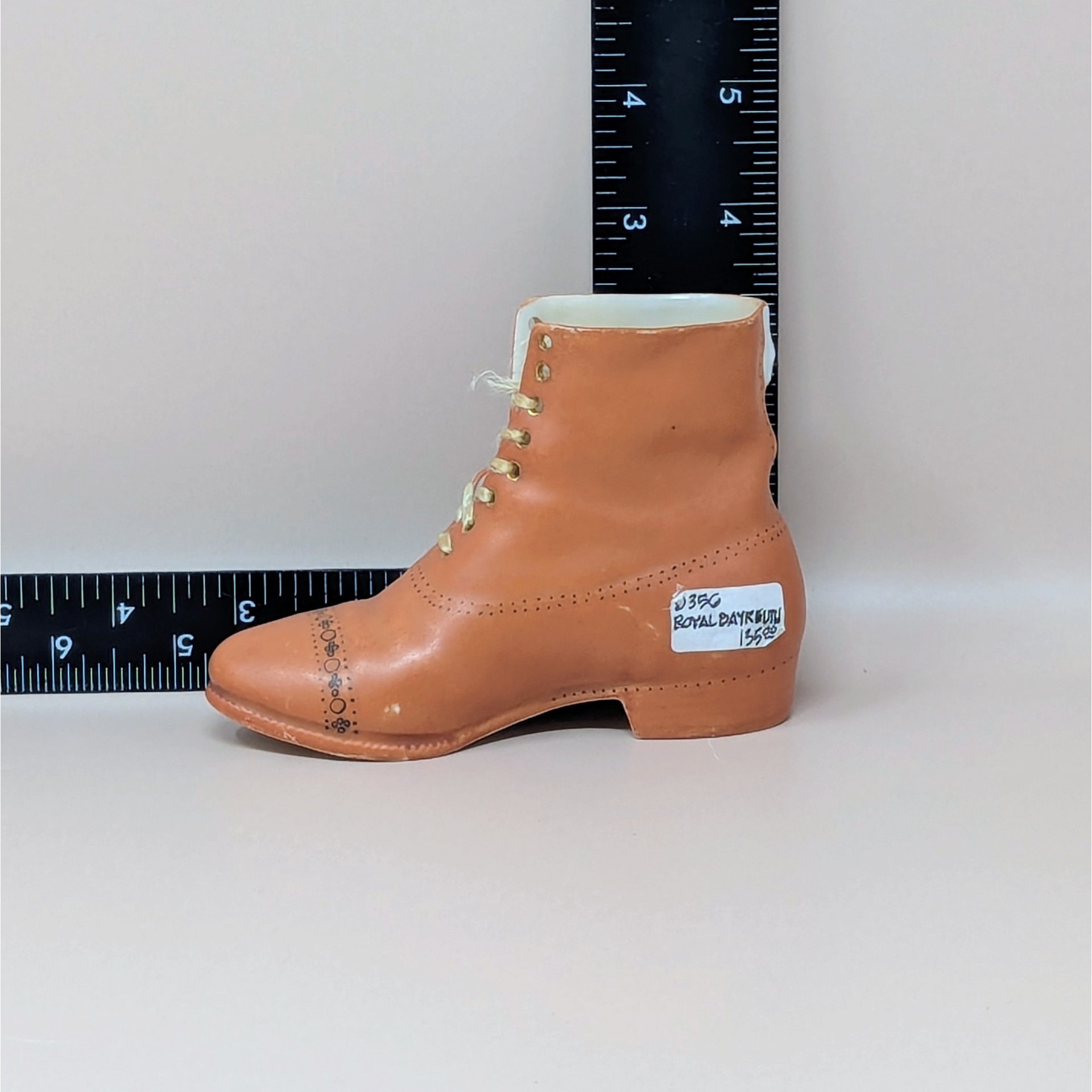 1910s Unmarked Men's High Top Ceramic Shoe Figurine