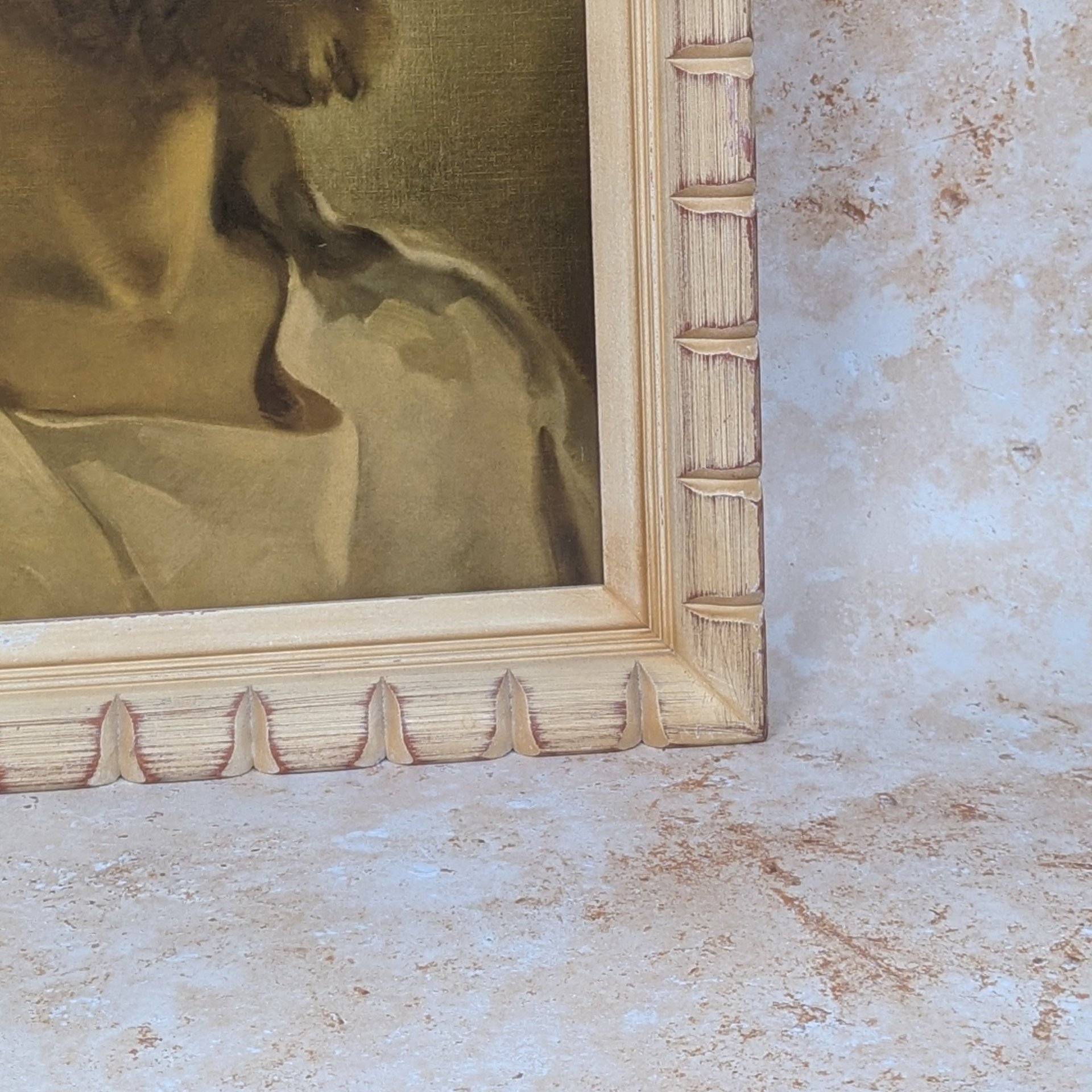 1960s Warner Sallman Head of Christ Framed Lithograph Print