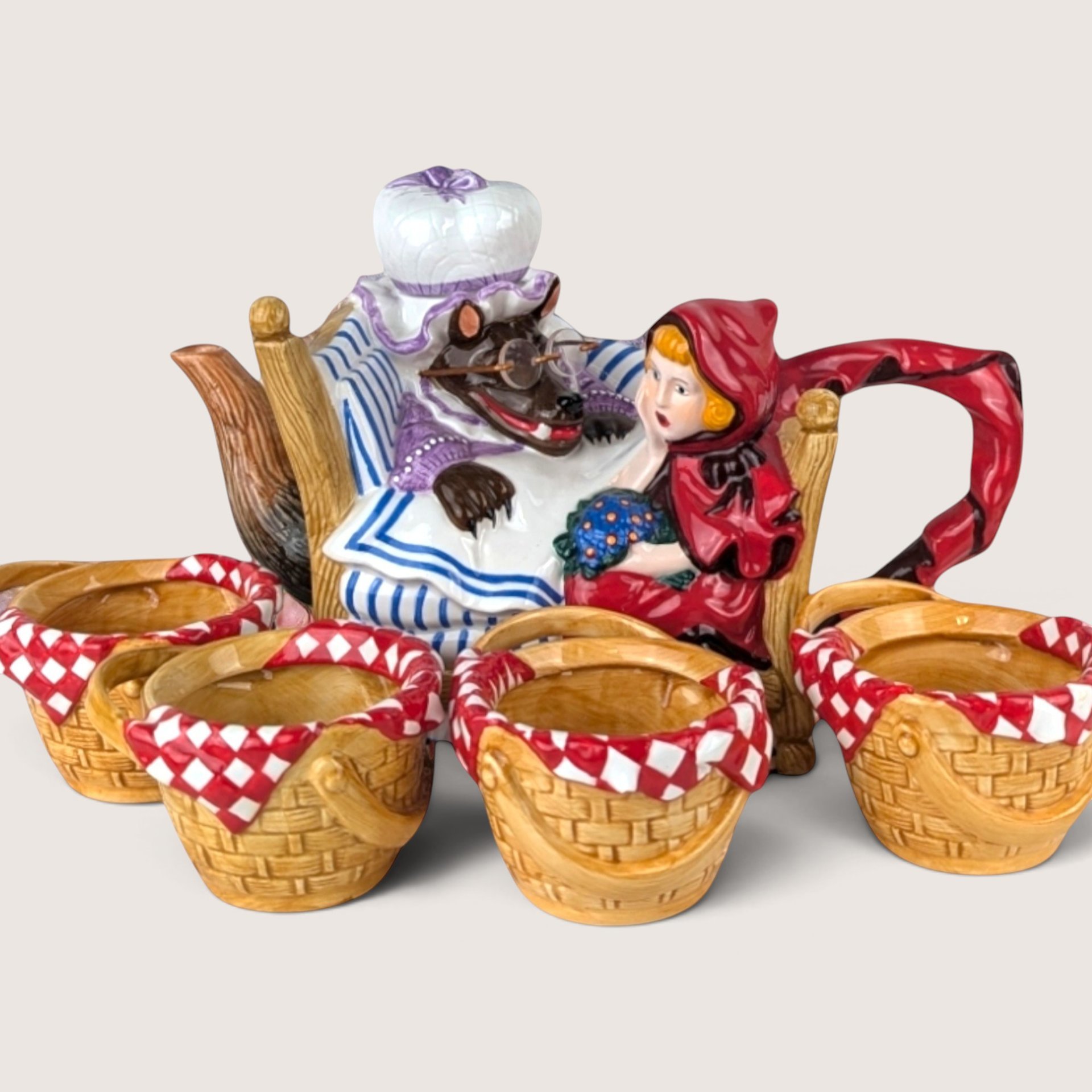 Vintage Dept 56 Little Red Riding Hood Teapot Set