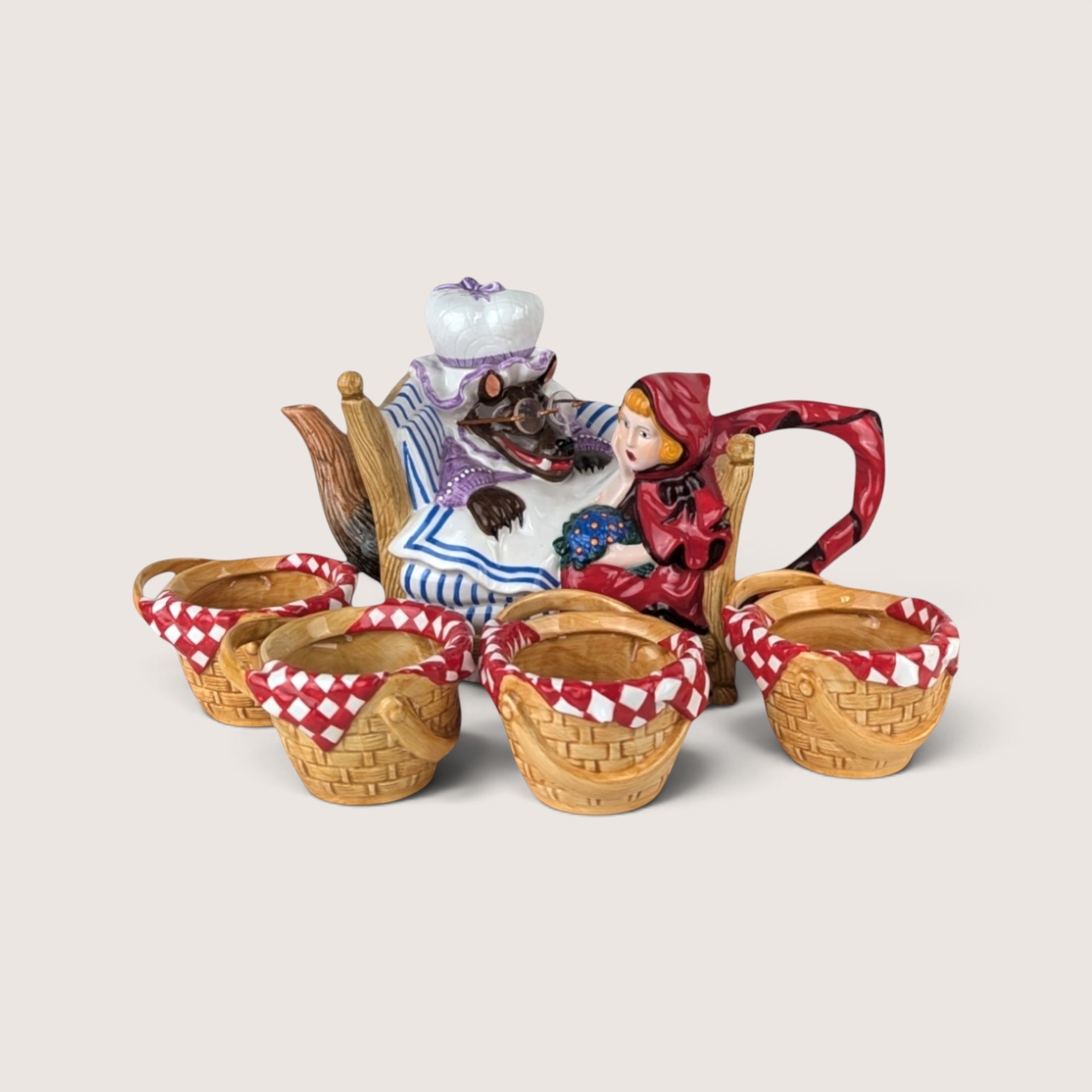 Vintage Dept 56 Little Red Riding Hood Teapot Set