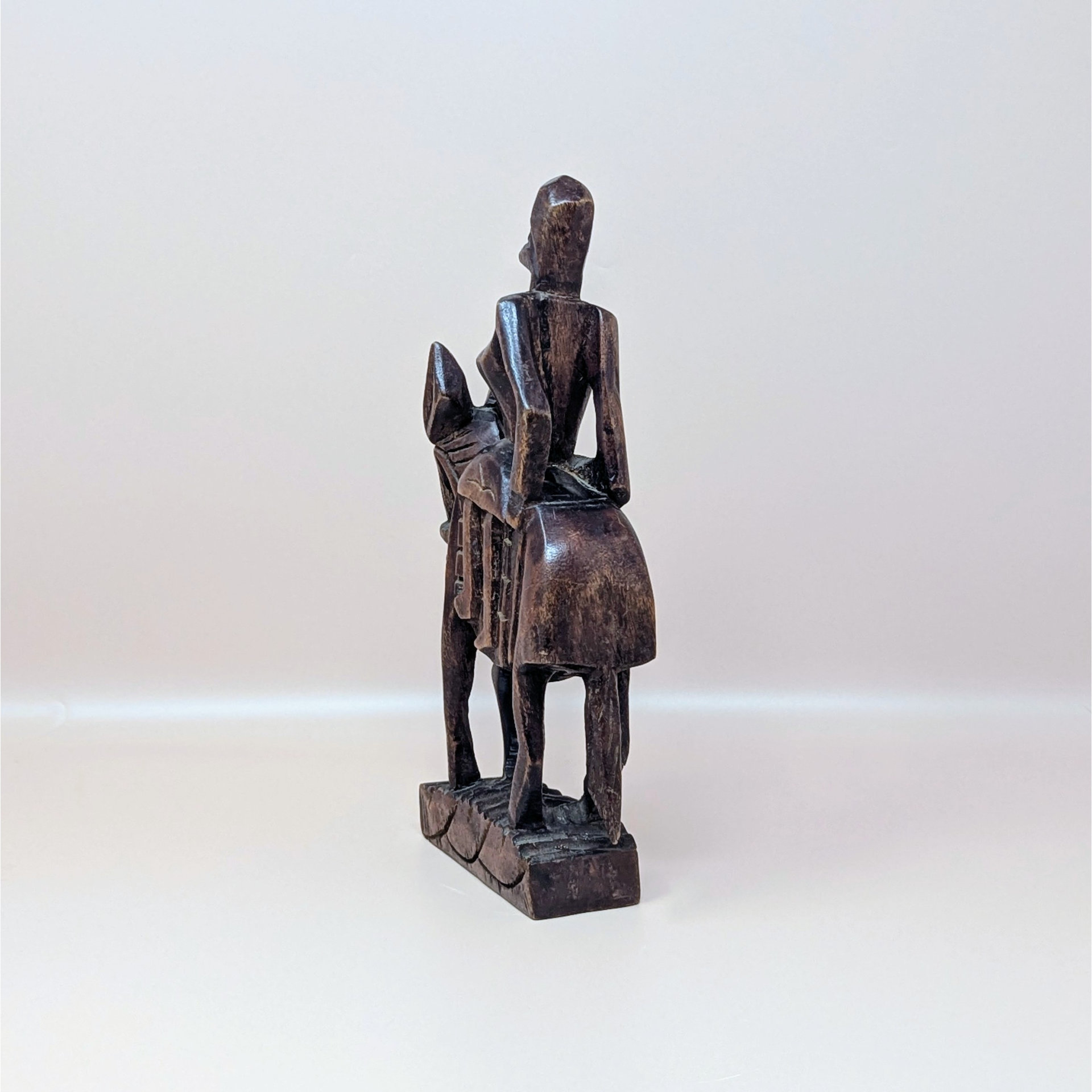 Mid Century Hand Carved African Wooden Woman on Horse