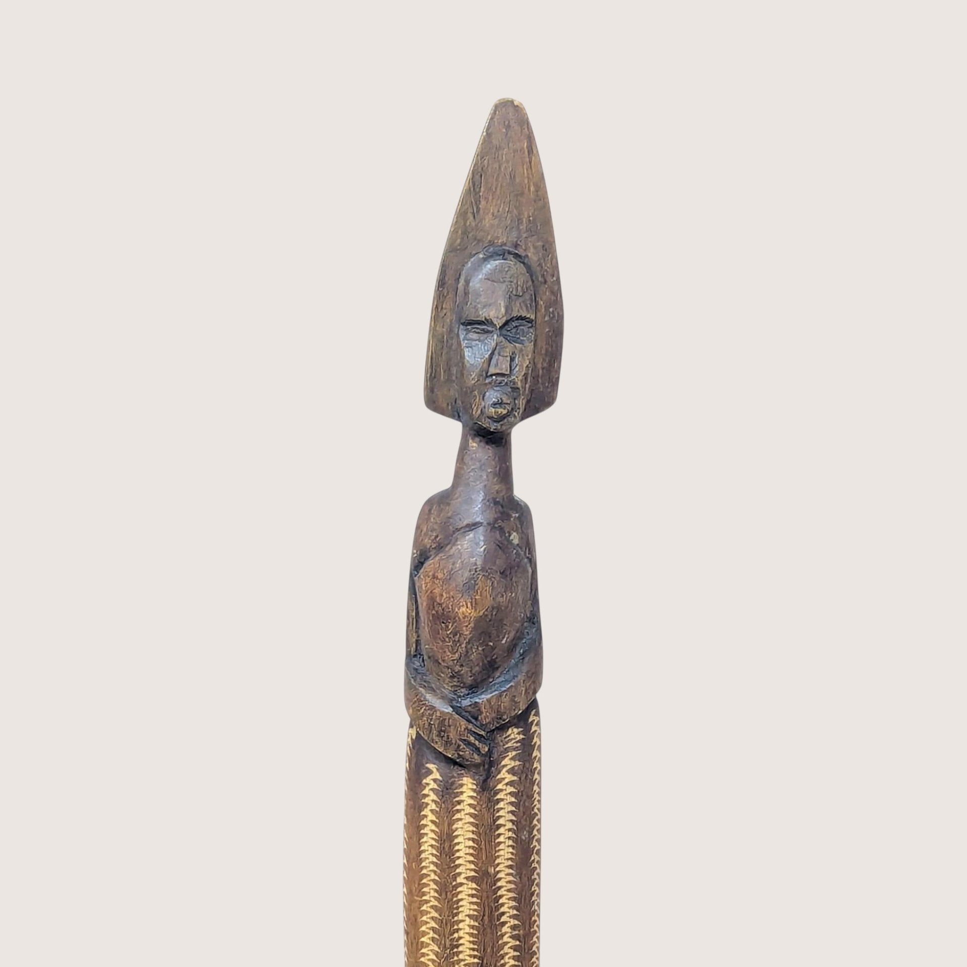 Mid Century Hand Carved African Wooden Tall Figurine