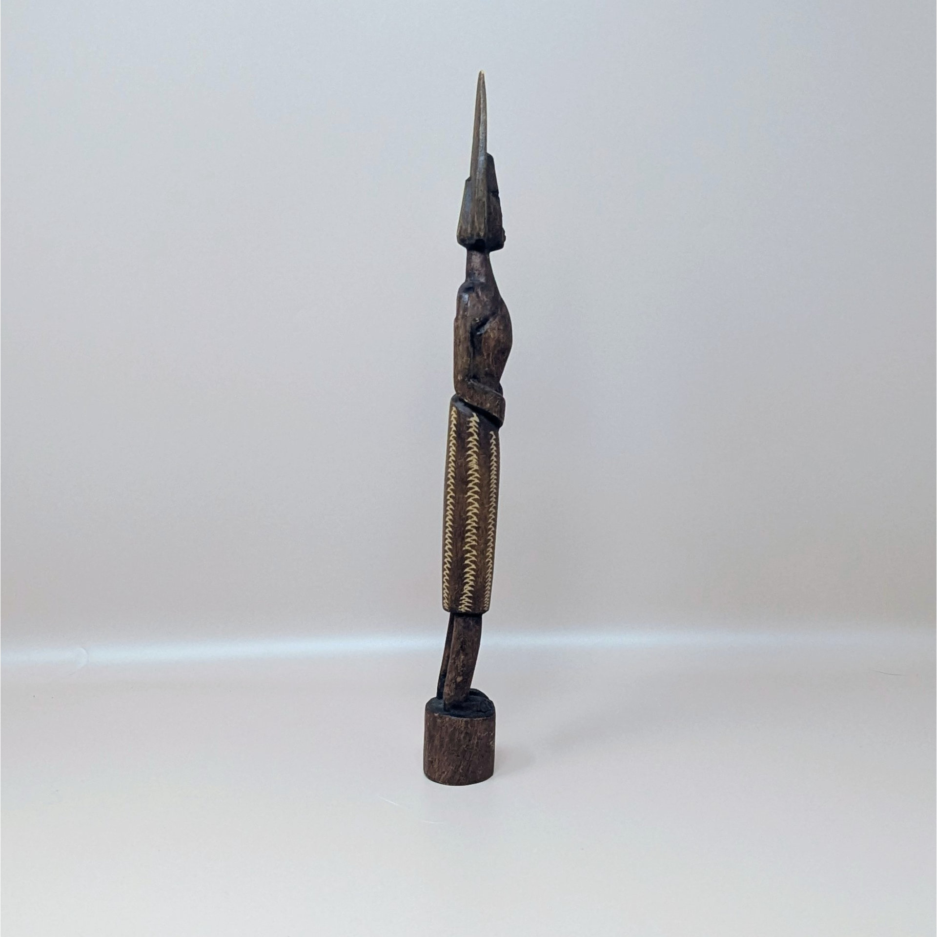 Mid Century Hand Carved African Wooden Tall Figure Statue