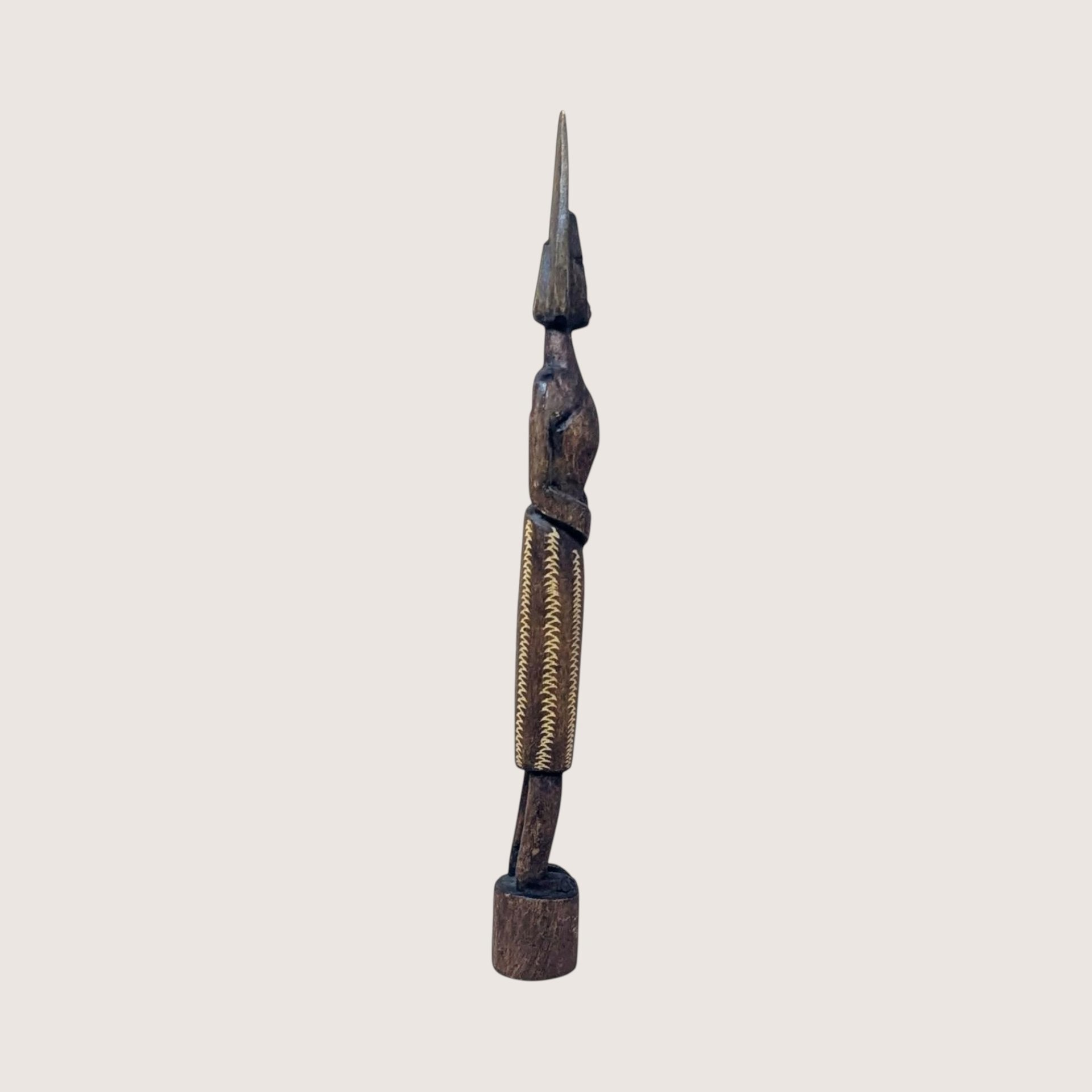 Mid Century Hand Carved African Wooden Tall Figurine