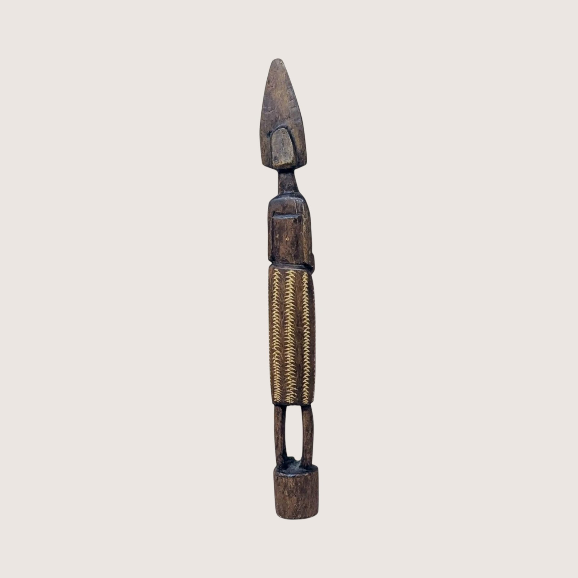 Mid Century Hand Carved African Wooden Tall Figurine