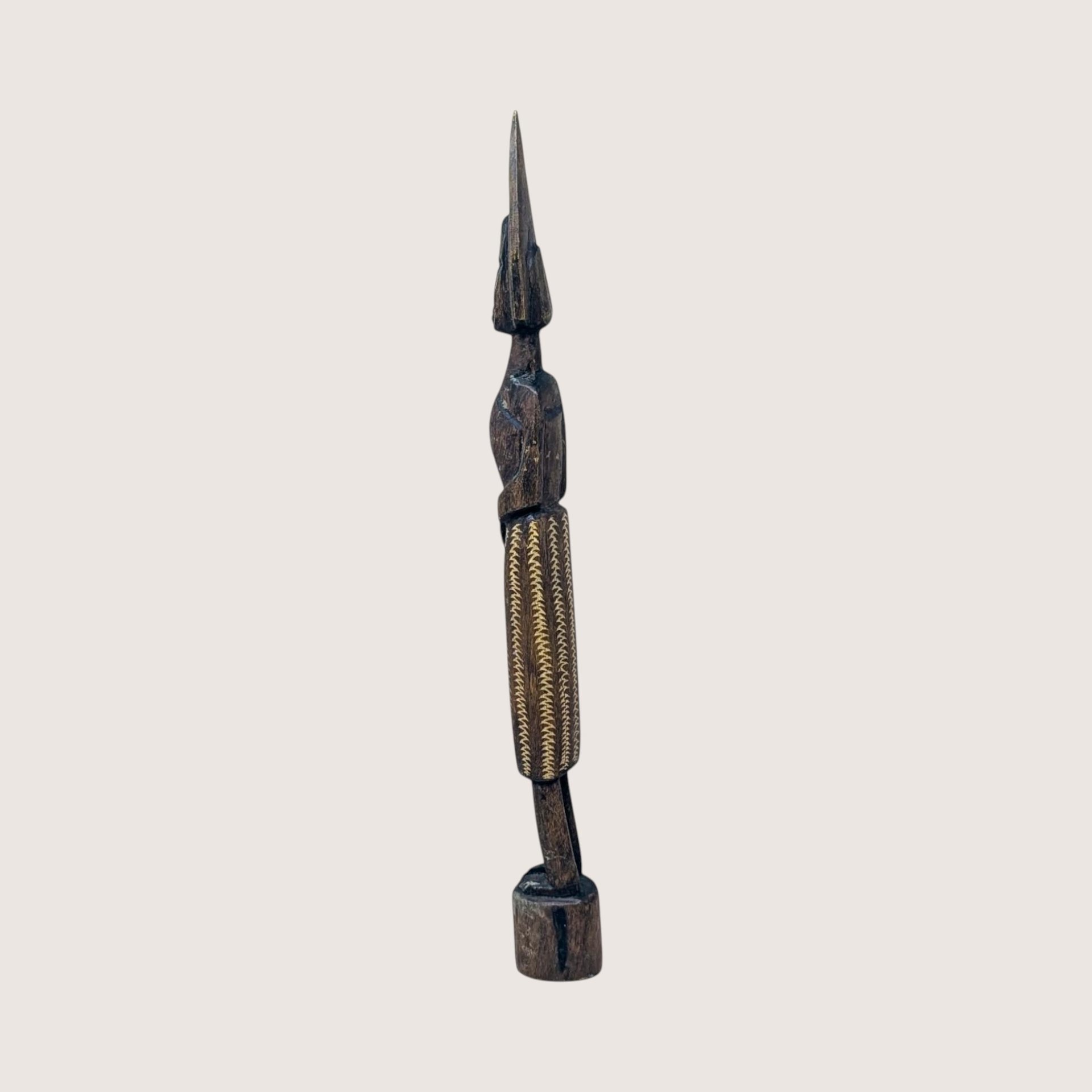 Mid Century Hand Carved African Wooden Tall Figurine