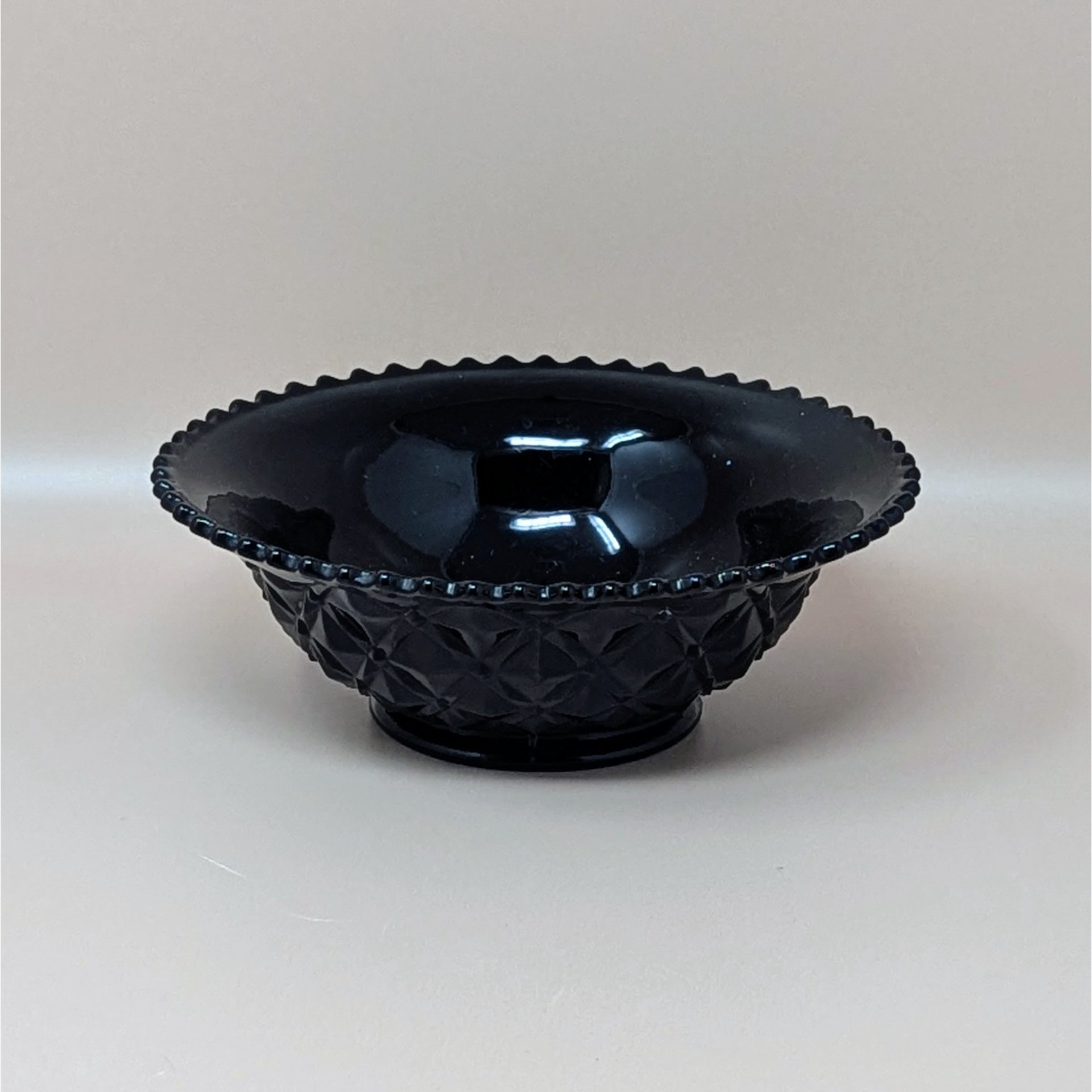 1940s LE Smith Ebony Black Glass Diamond Block Bowl