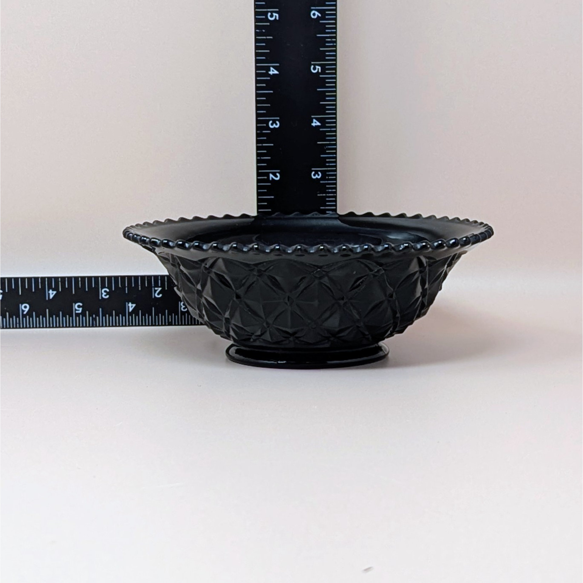 1940s LE Smith Ebony Black Glass Diamond Block Bowl