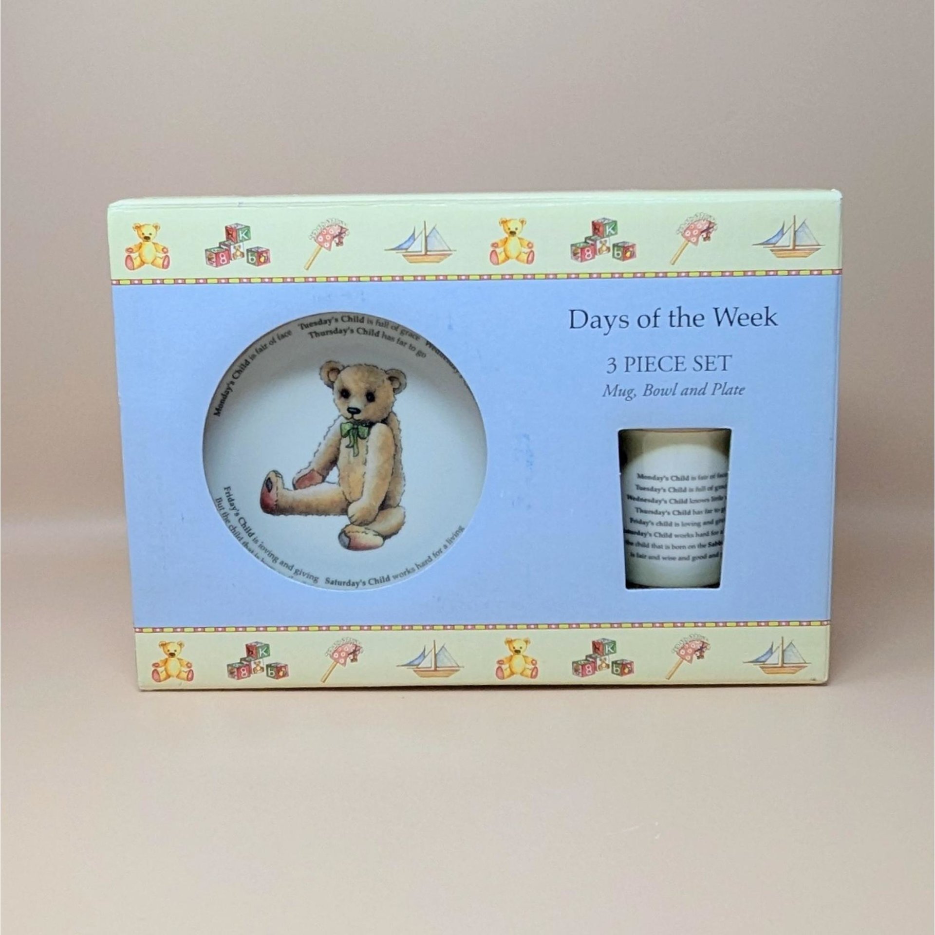 Royal Worcester Monday Child Teddy Bear Nursery Set