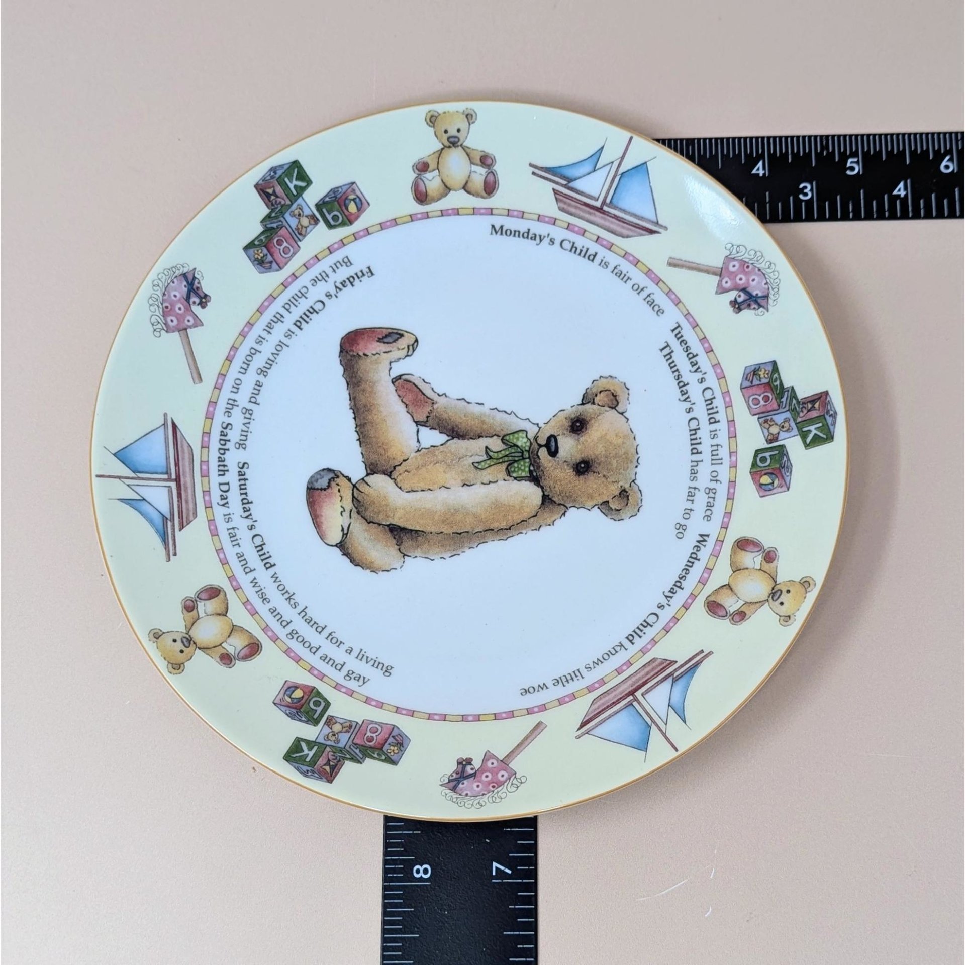 Royal Worcester Monday Child Teddy Bear Nursery Set