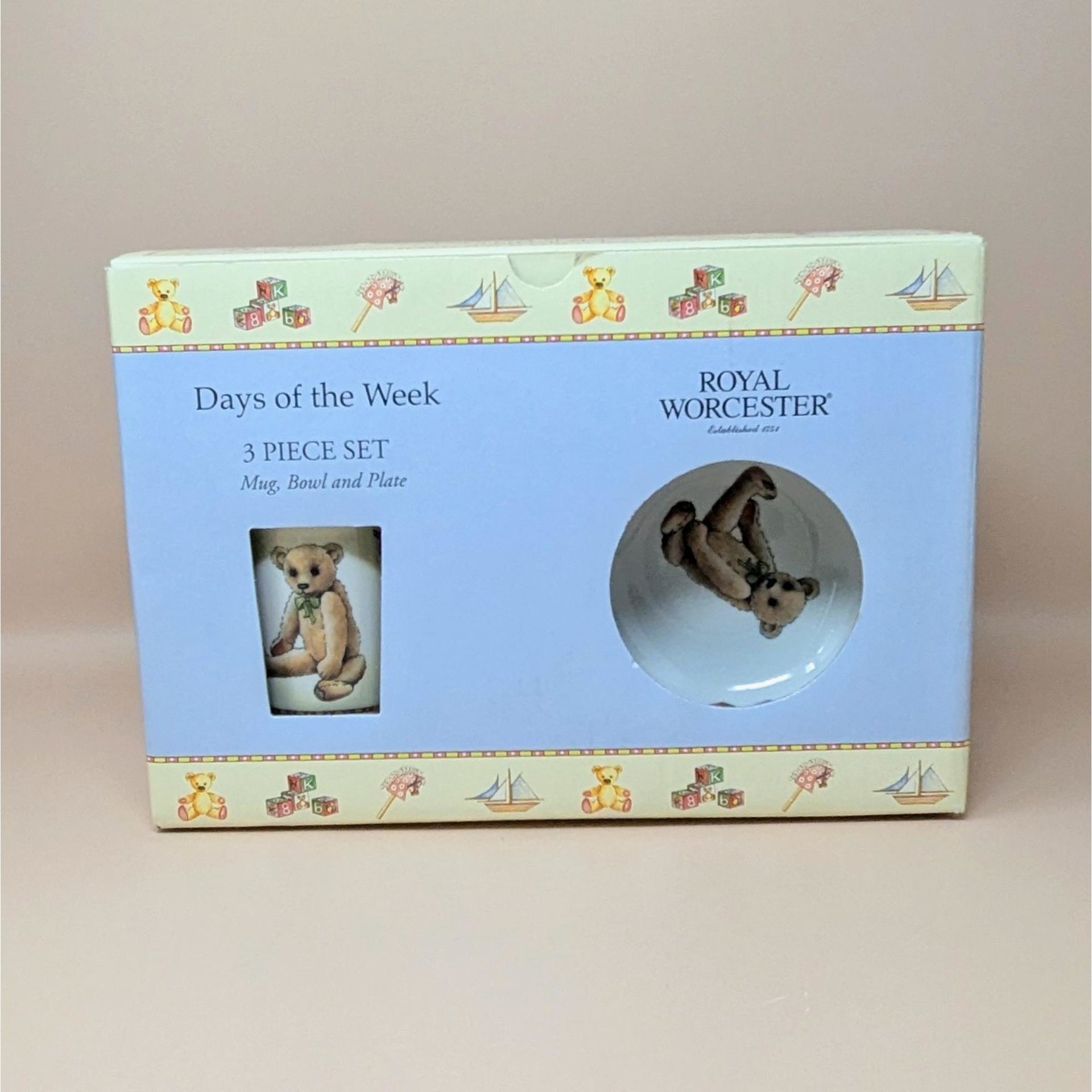 Royal Worcester Monday Child Teddy Bear Nursery Set