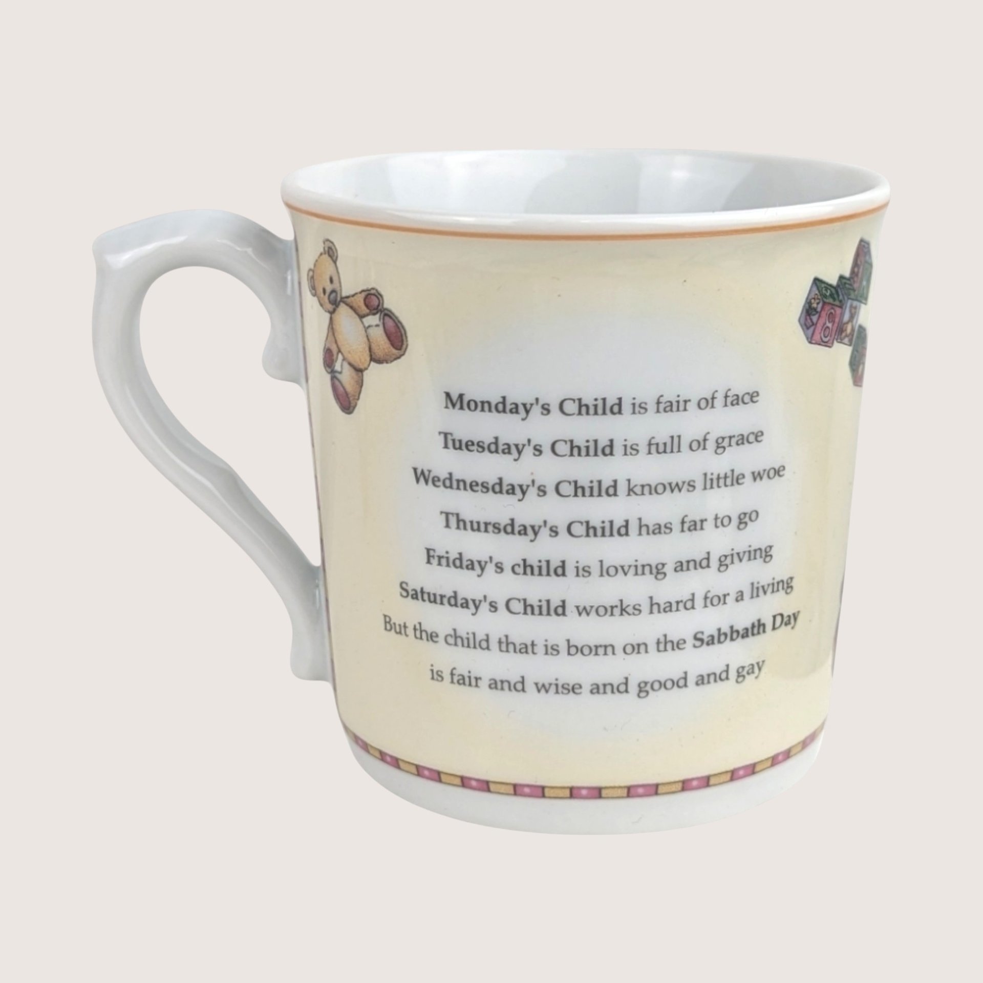 Royal Worcester Monday Child Teddy Bear 3 Piece Nursery Set