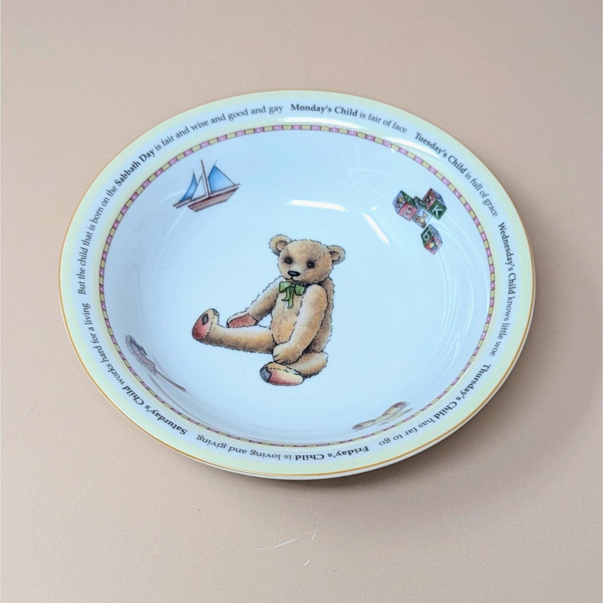 Royal Worcester Monday Child Teddy Bear Nursery Set