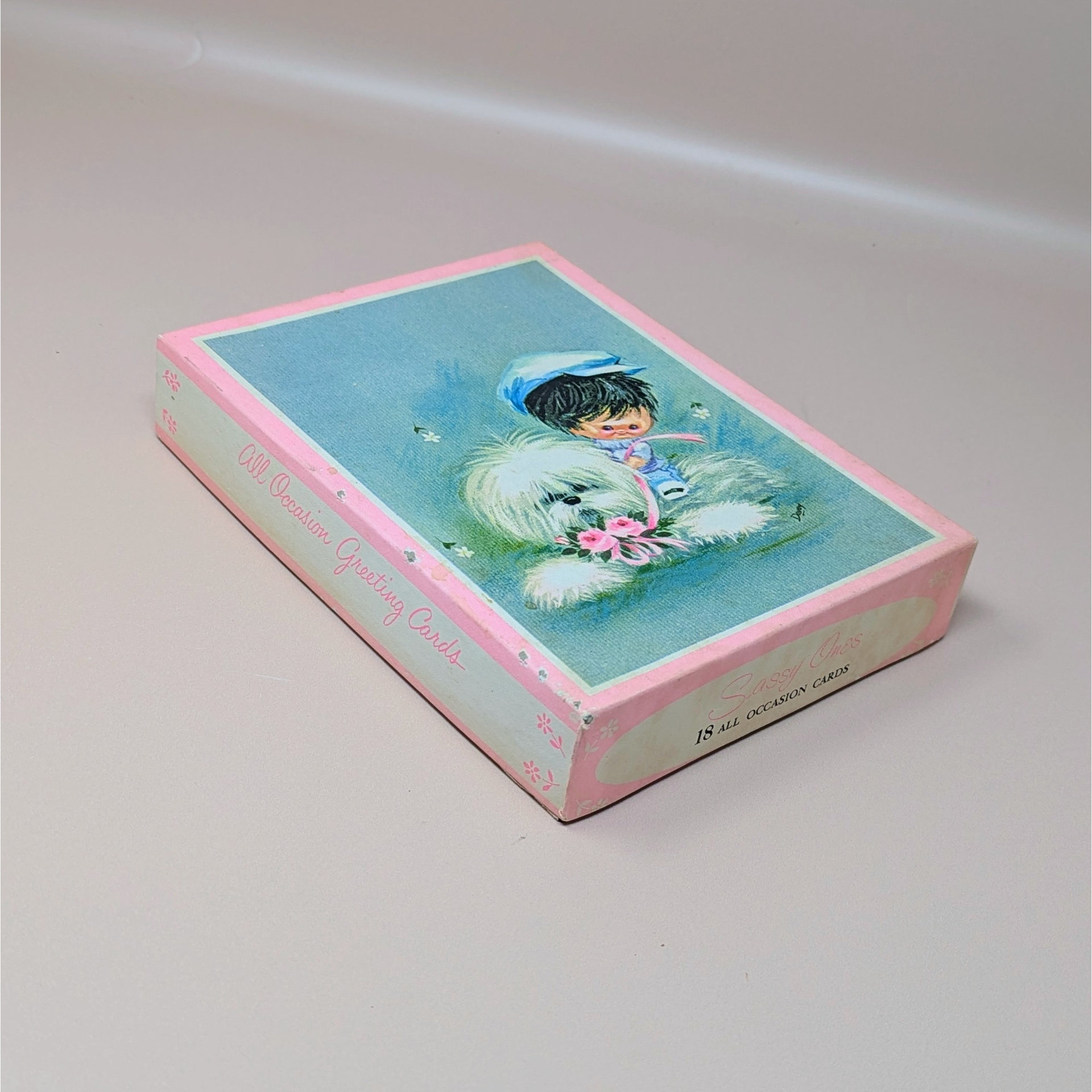 1960s Darcy Big Eye Girl and Dog Greeting Cards Set of 18