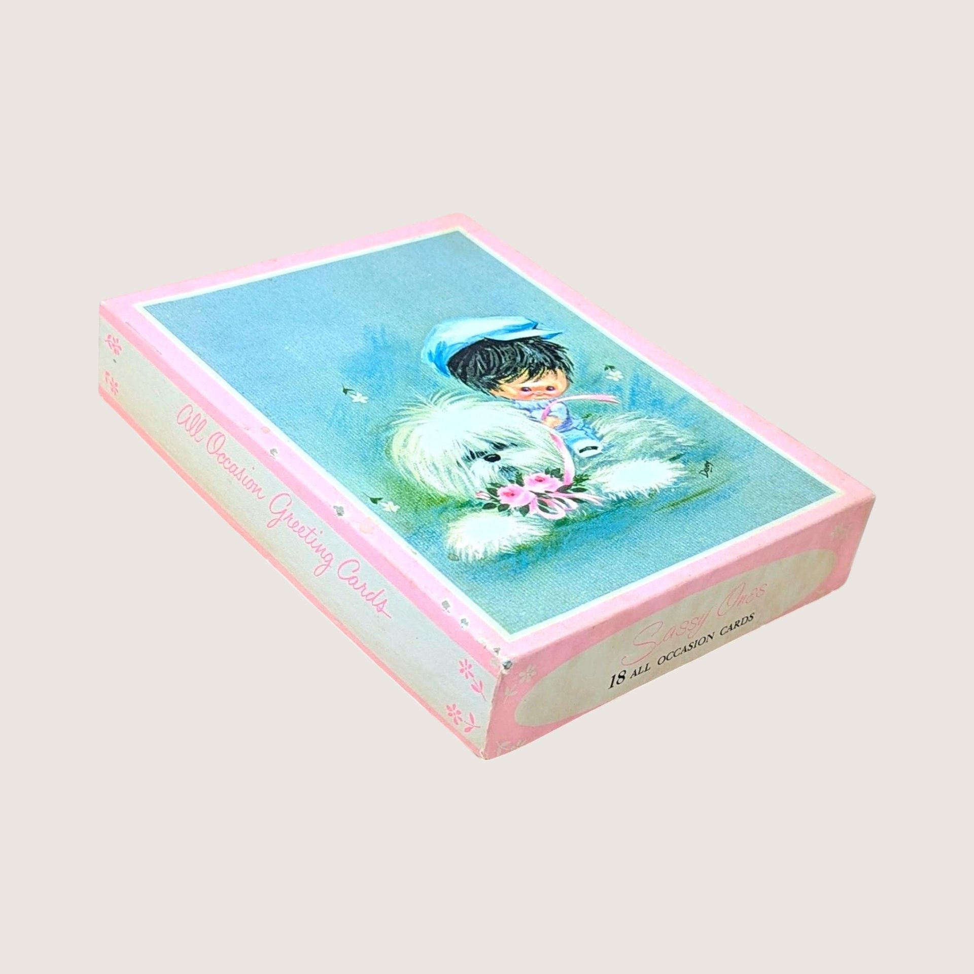 1960s Darcy Big Eye Girl and Dog Greeting Cards Set of 18