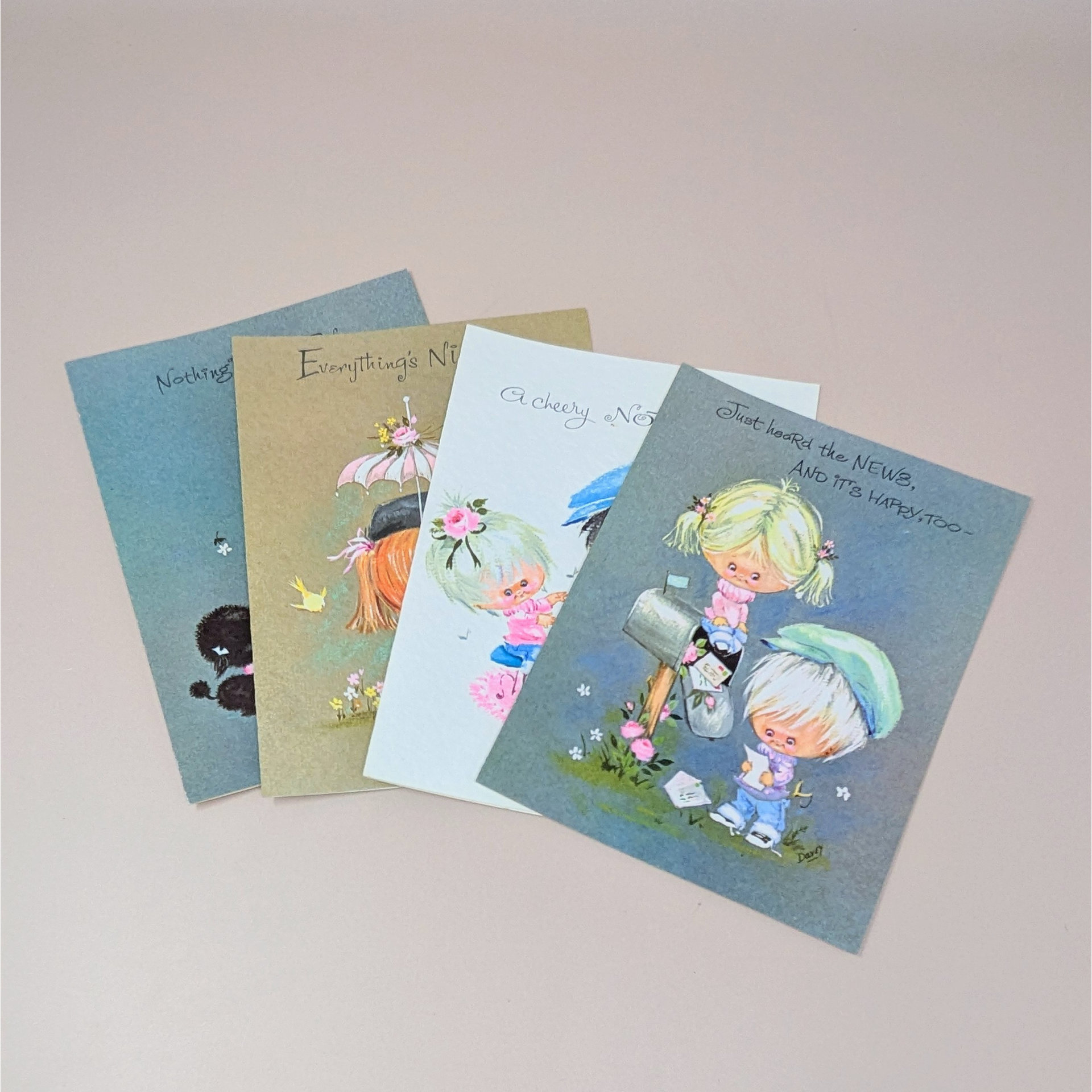 1960s Darcy Big Eye Girl and Dog Greeting Cards Set of 18