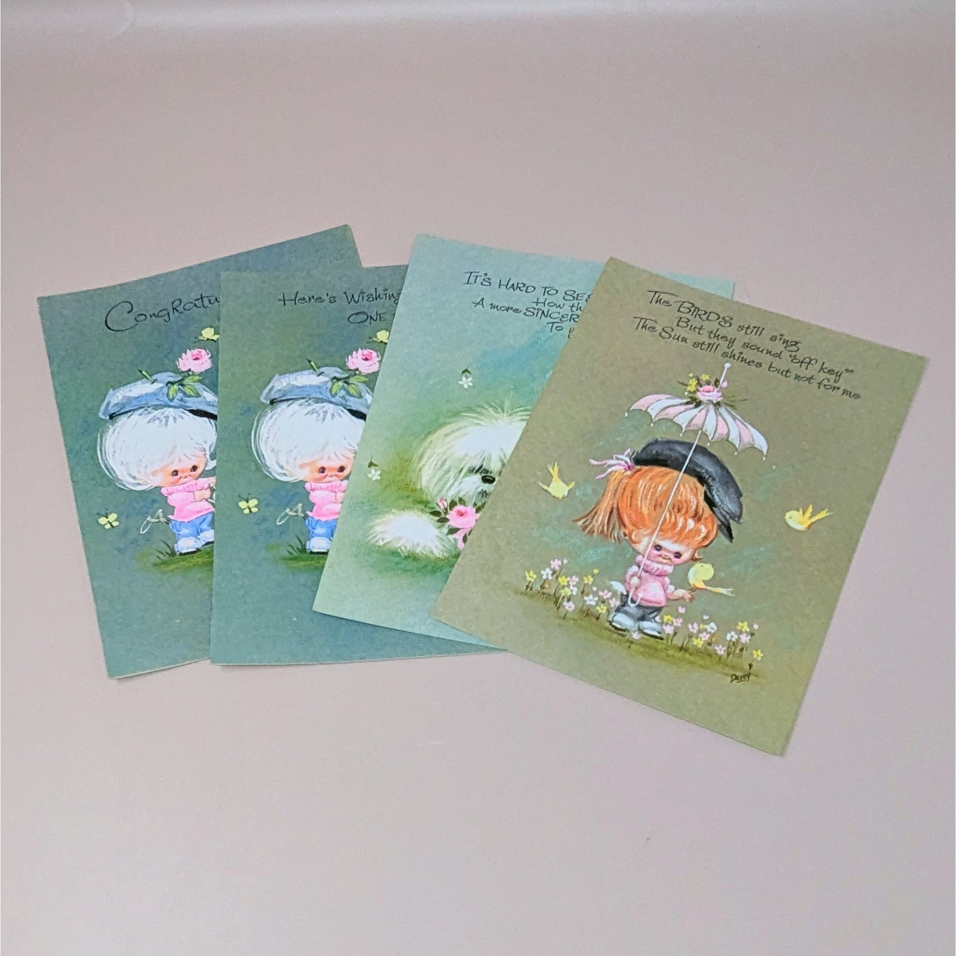1960s Darcy Big Eye Girl and Dog Greeting Cards Set of 18