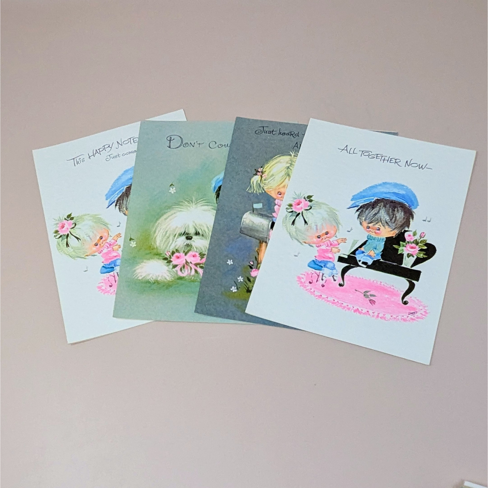 1960s Darcy Big Eye Girl and Dog Greeting Cards Set of 18