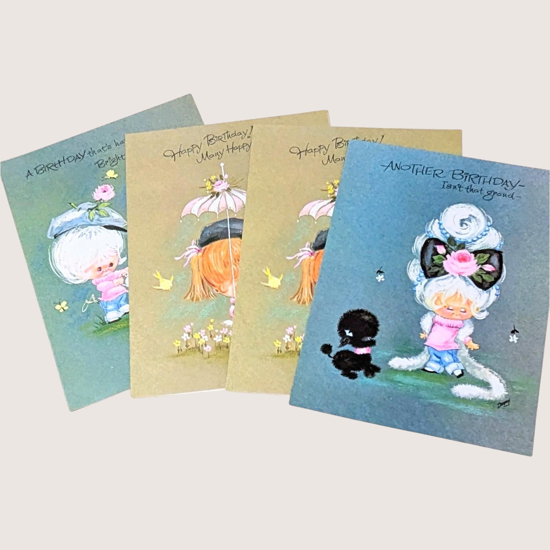 1960s Darcy Big Eye Girl and Dog Greeting Cards Set of 18
