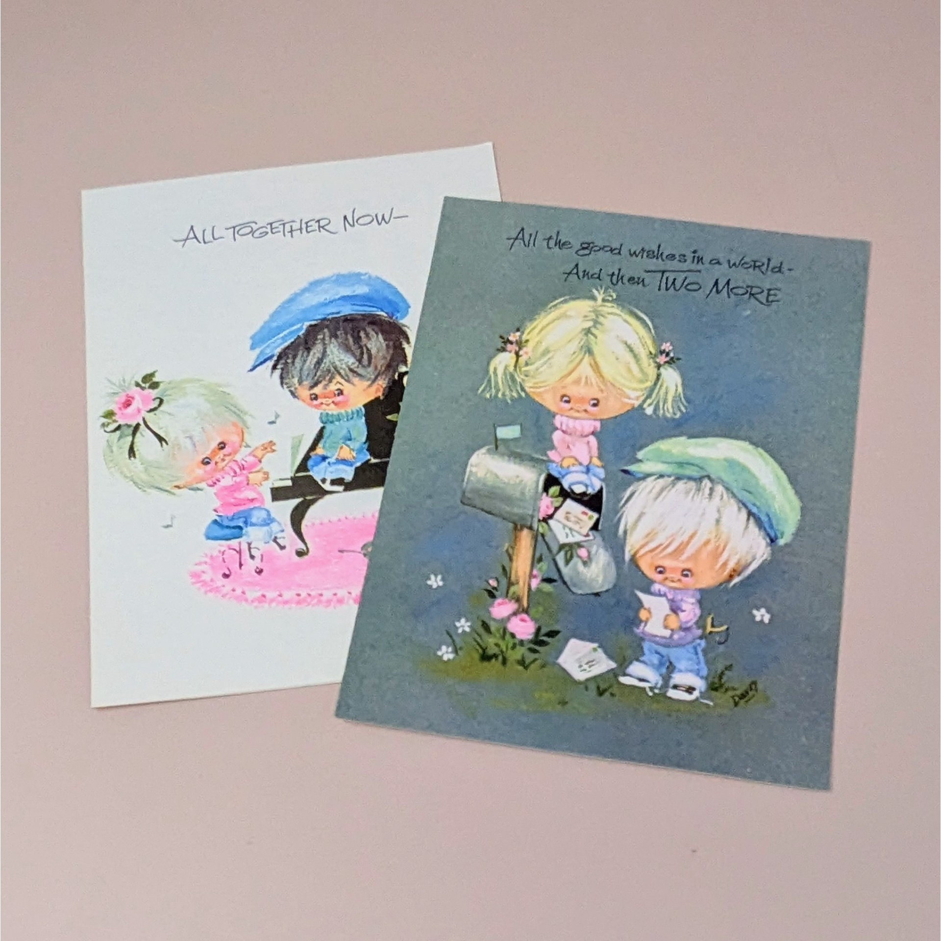 1960s Darcy Big Eye Girl and Dog Greeting Cards Set of 18