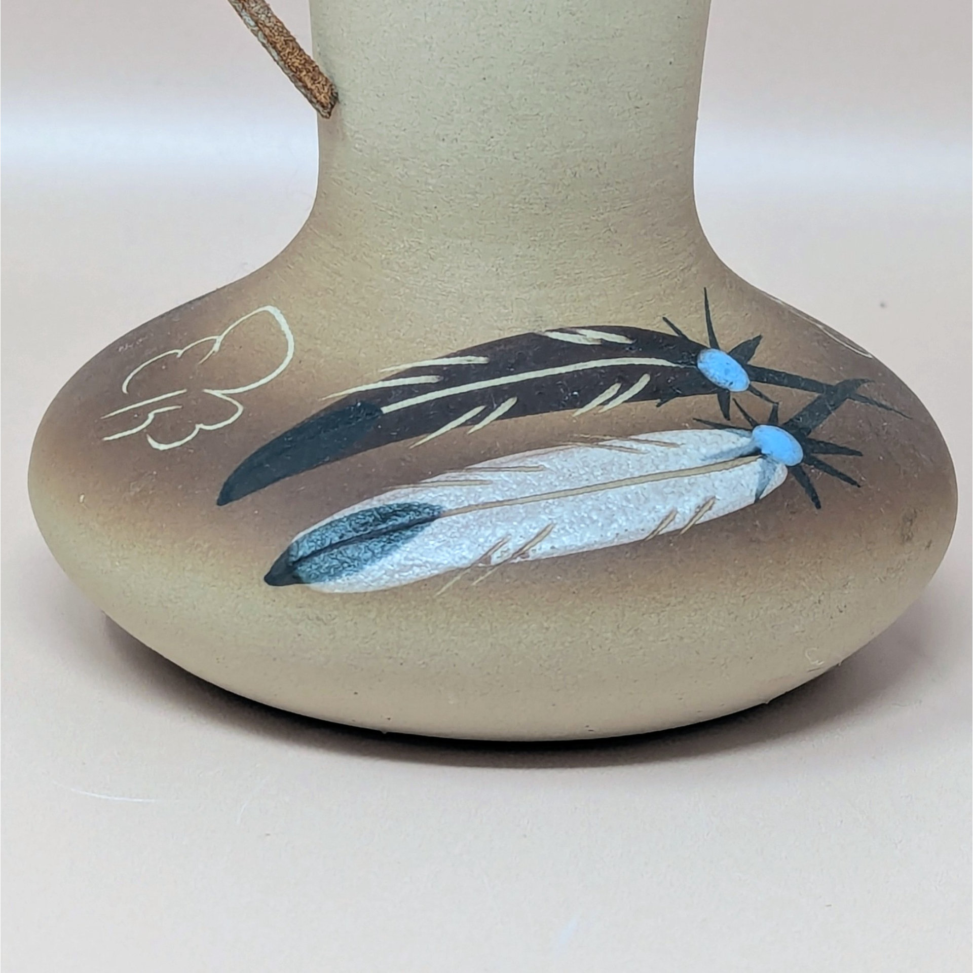 1980s Betty Selby Studio Pottery Vase Feather Design