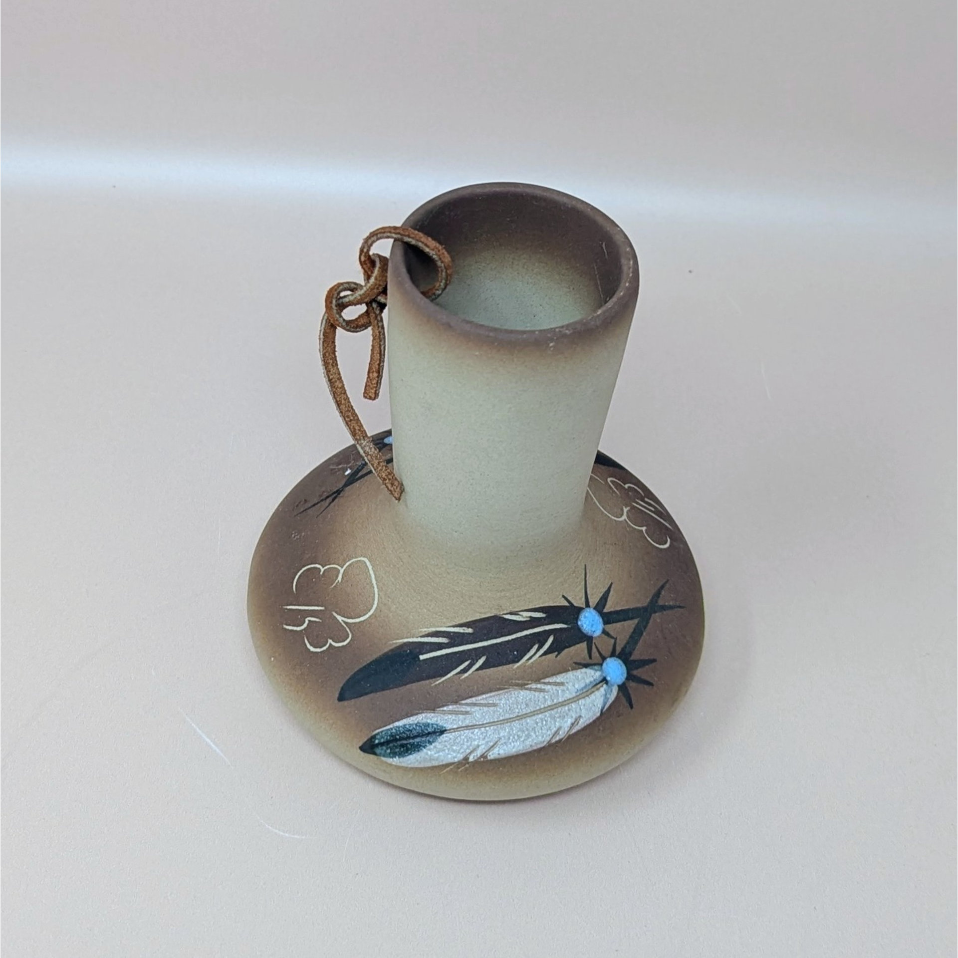 1980s Betty Selby Studio Pottery Vase Feather Design
