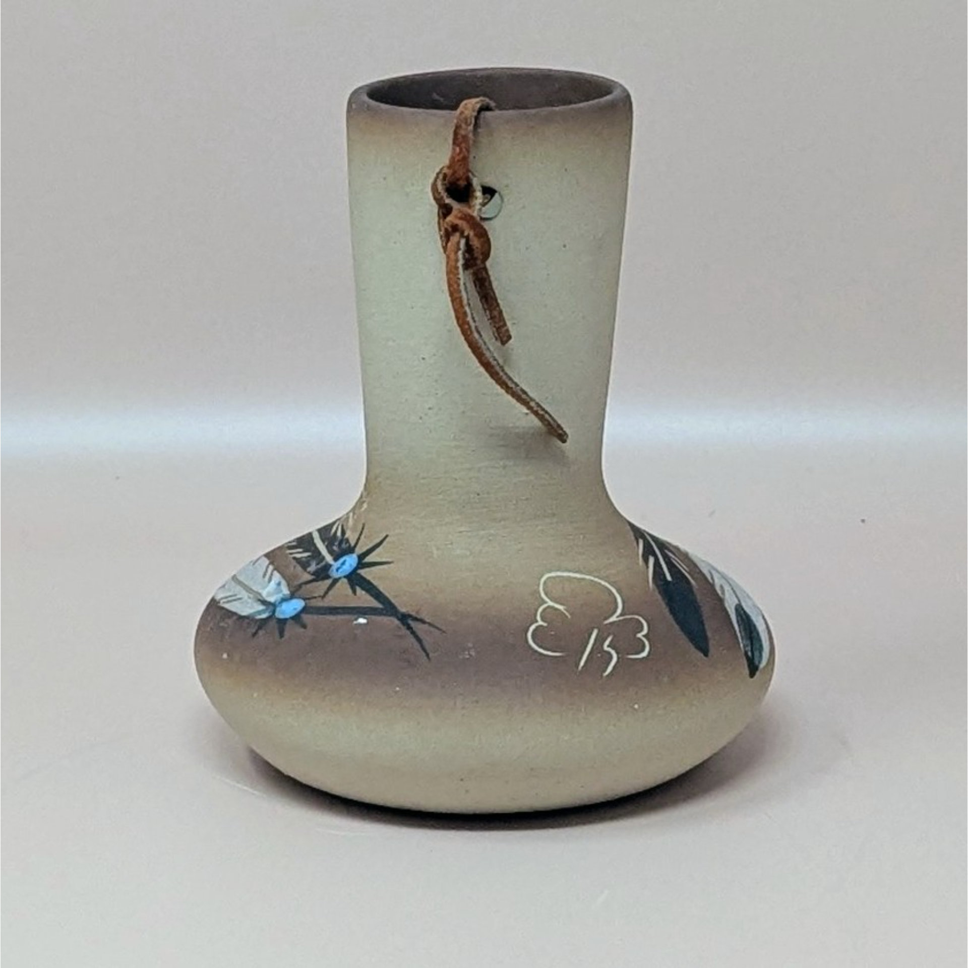 1980s Betty Selby Studio Pottery Vase Feather Design