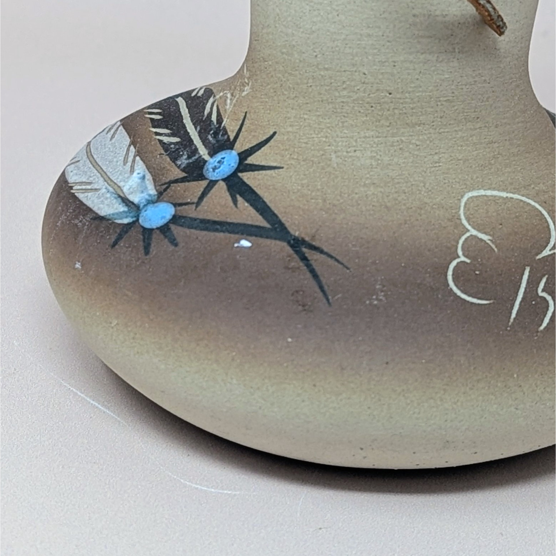1980s Betty Selby Studio Pottery Vase Feather Design