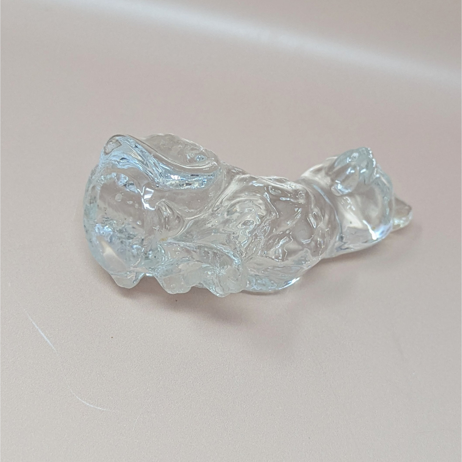 1970s Clear Glass Sitting Cat Figurine