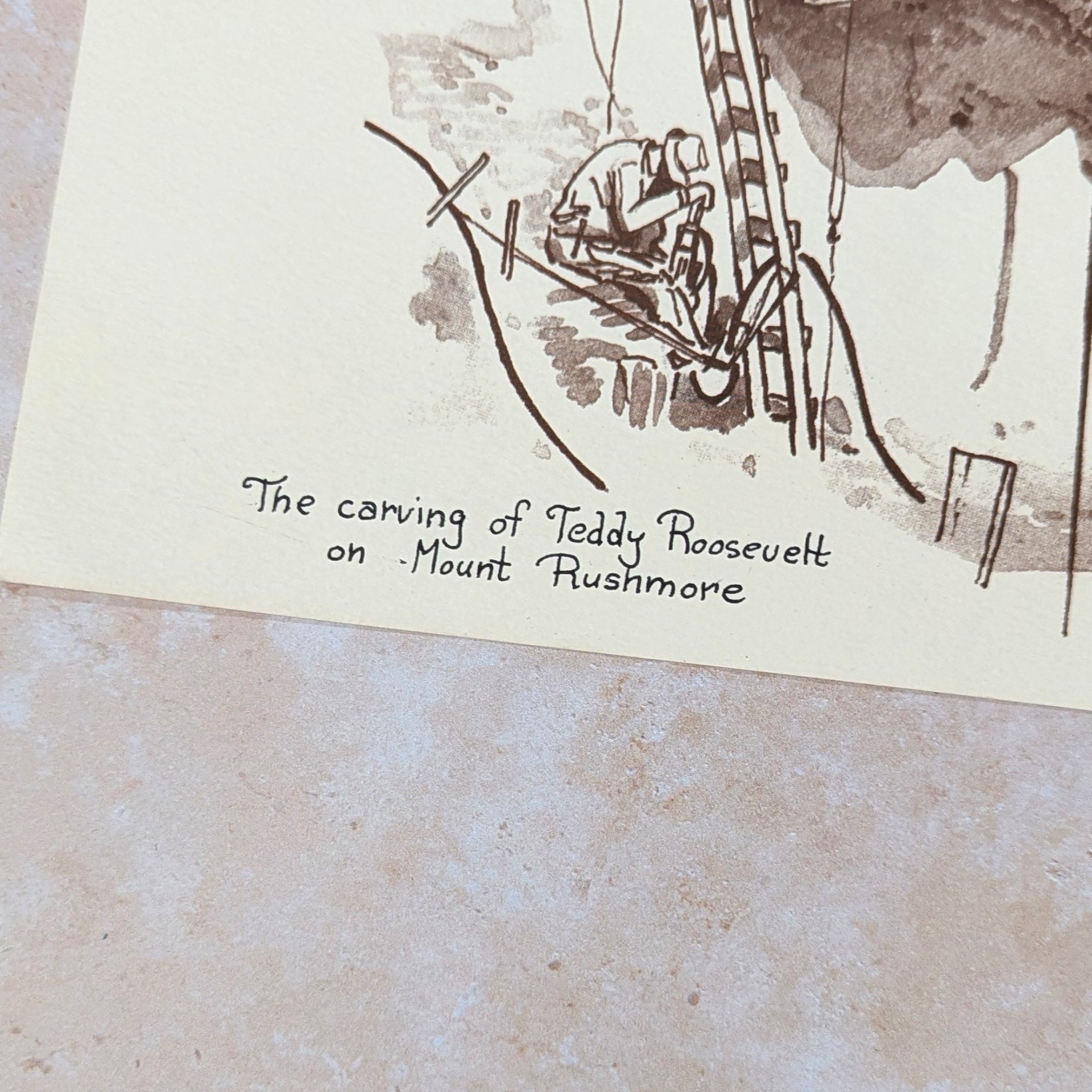 Vintage Rose Mary Goodson Mount Rushmore Sepia Art Print Set
