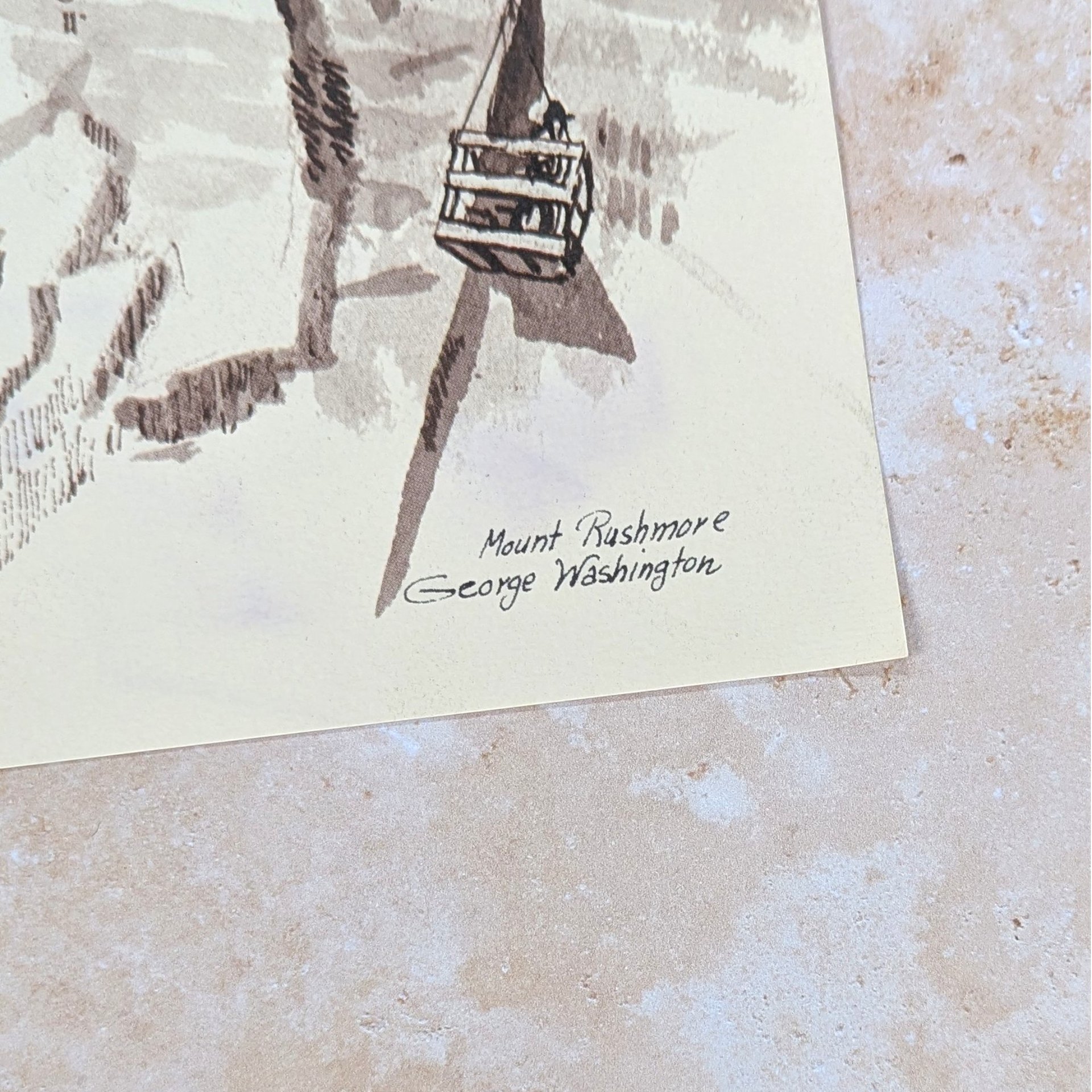 Vintage Rose Mary Goodson Mount Rushmore Sepia Art Print Set