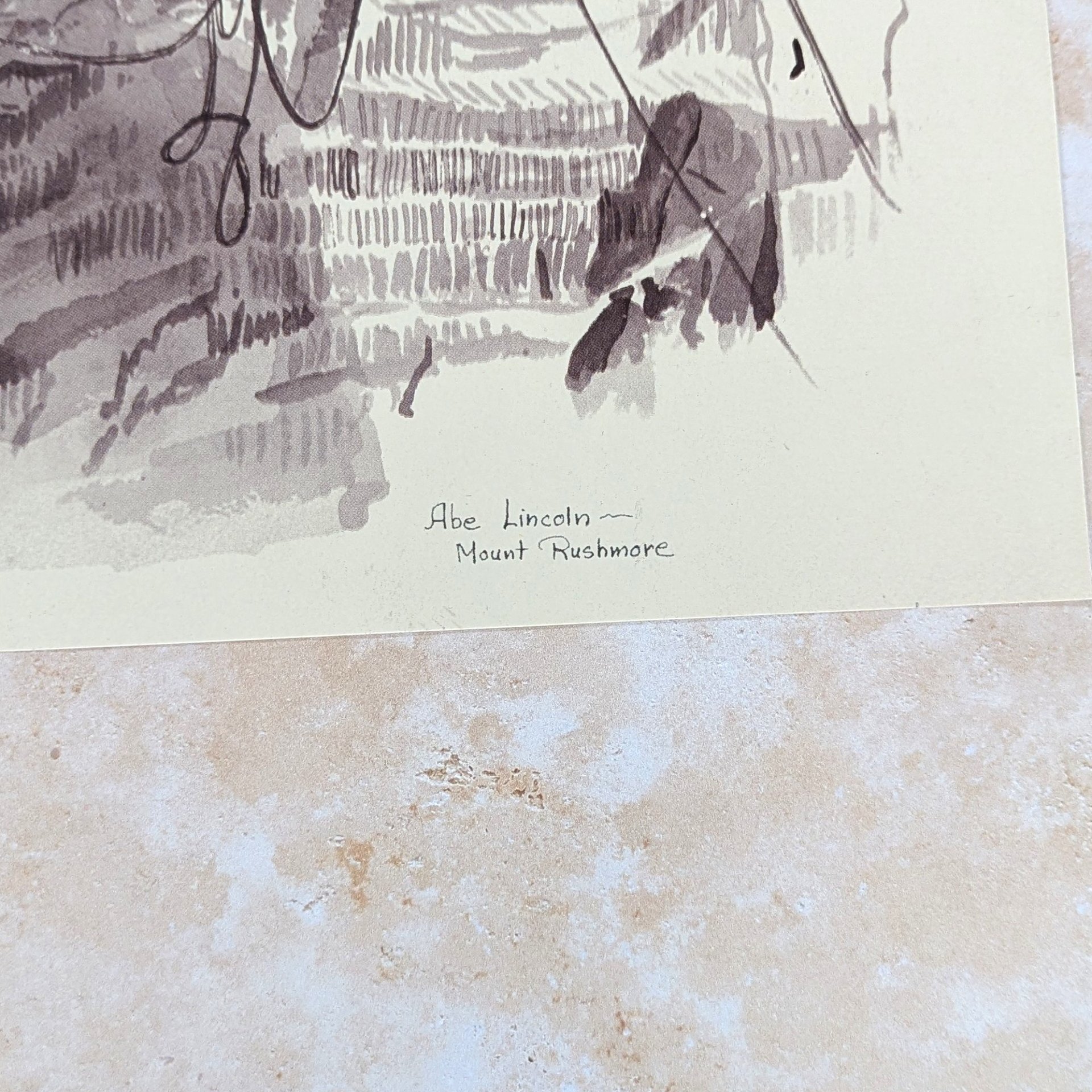 Vintage Rose Mary Goodson Mount Rushmore Sepia Art Print Set