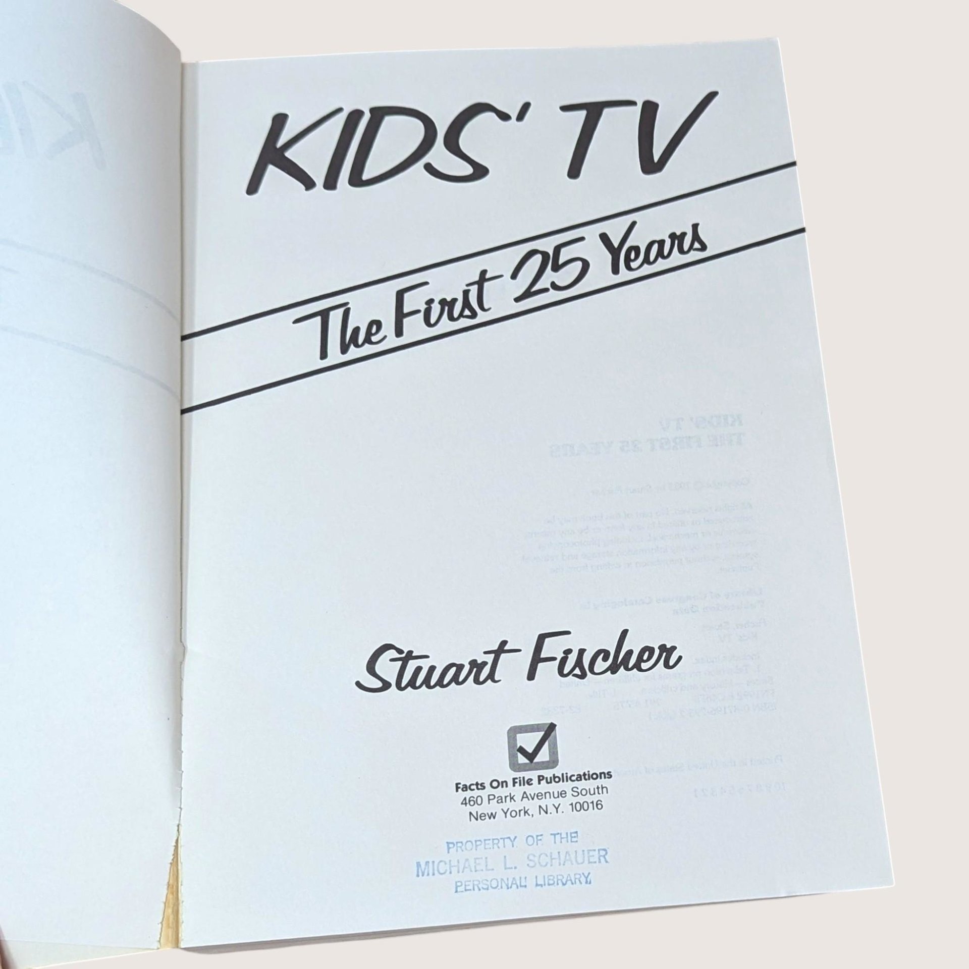 1983 Facts on File Kids TV The First 25 Years Softcover Book