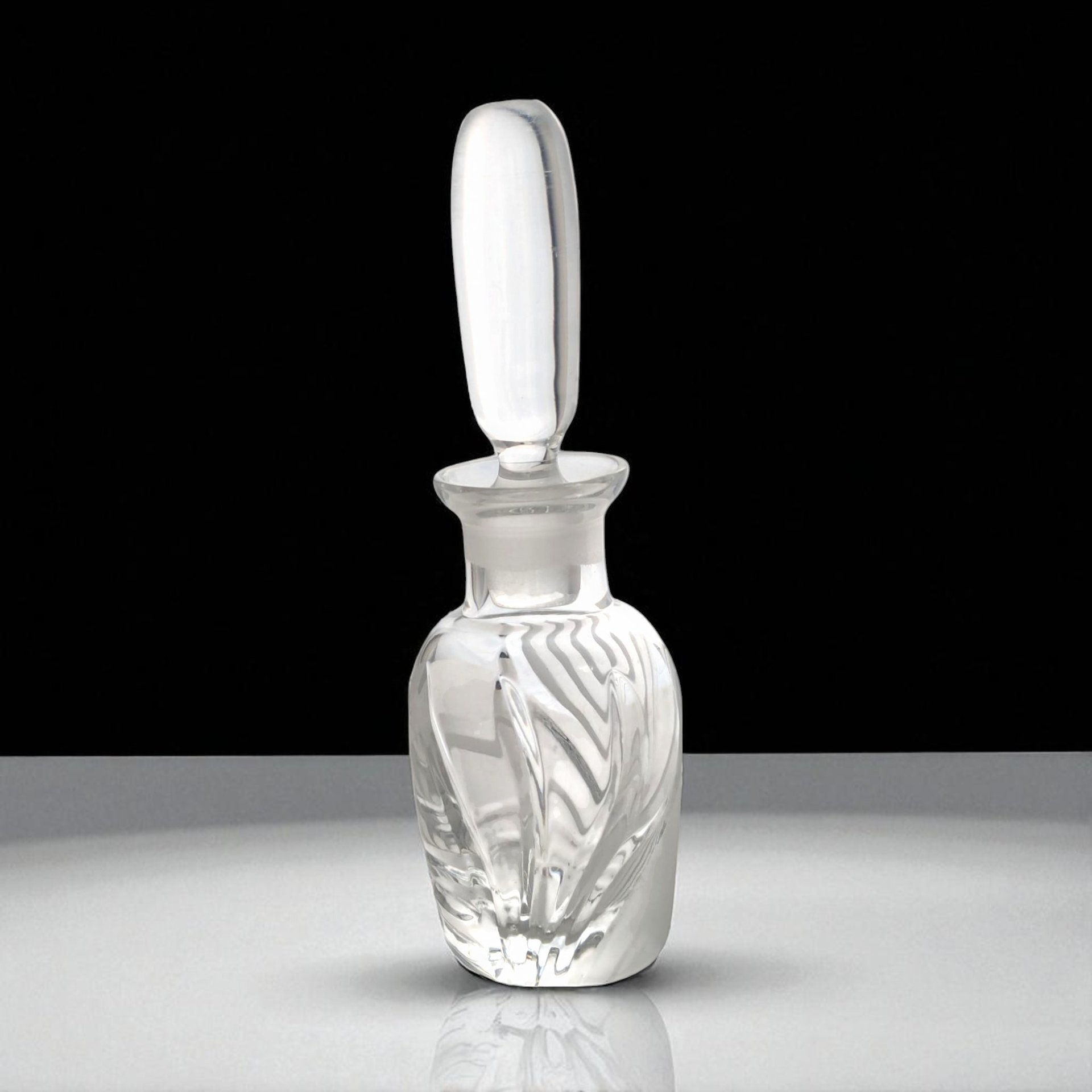 Vintage Lenox Windswept Clear Glass Perfume Bottle with Stopper, 5.25" Height, Elegant Vanity Decor, Gift for Her