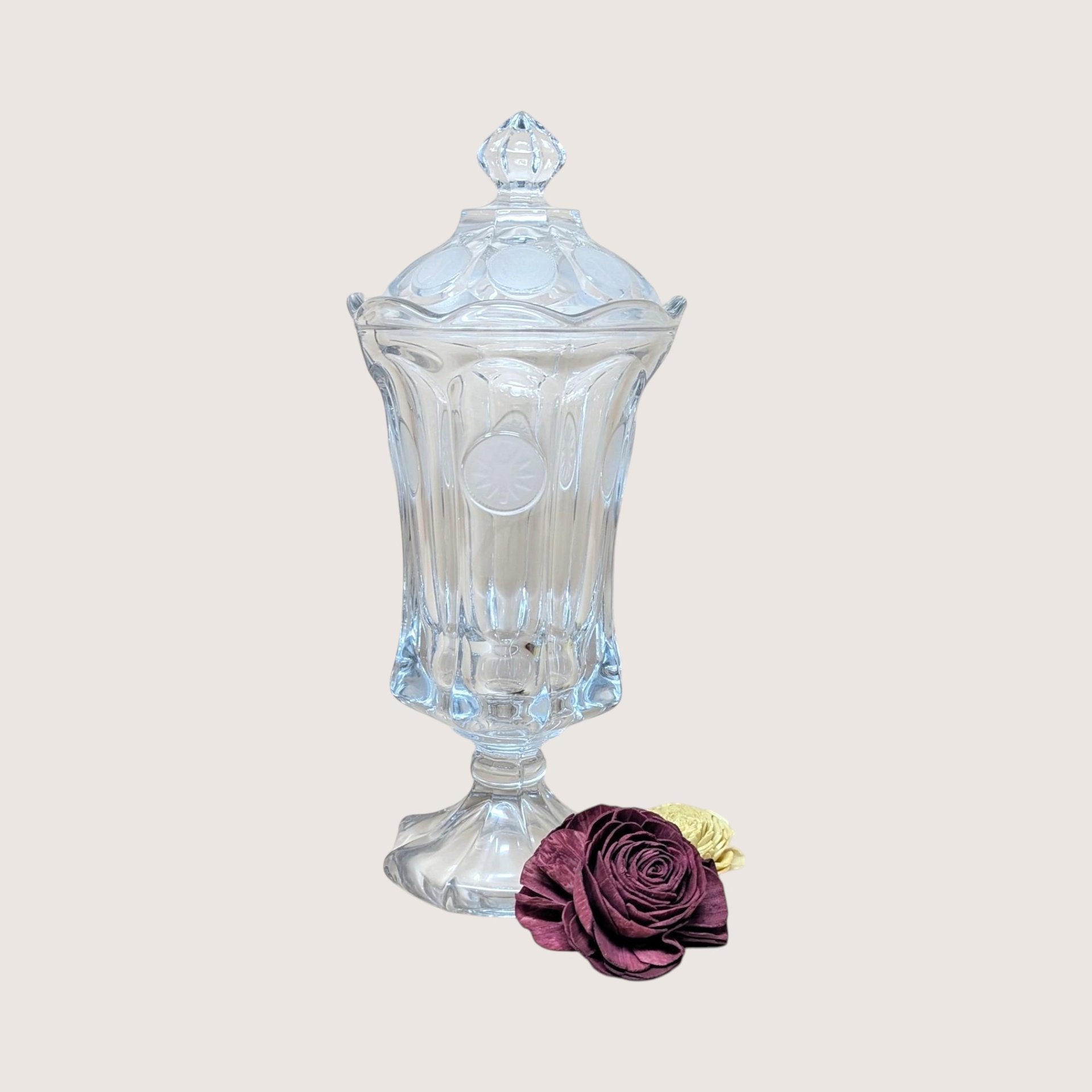1960s Fostoria Coin Glass Covered Urn