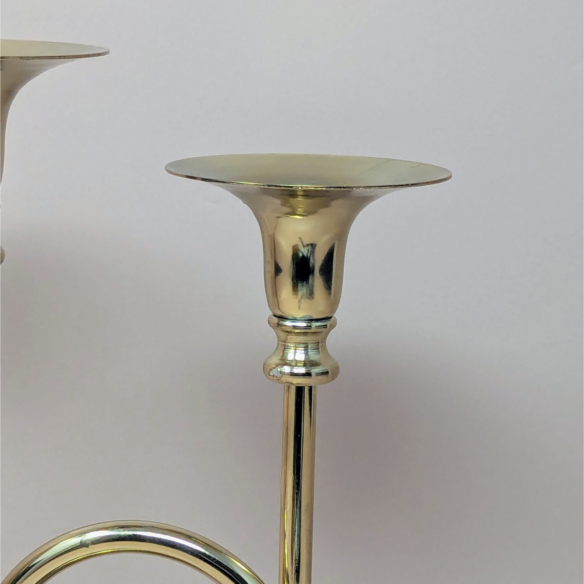 1980s Gold Horn Taper Candle Holder