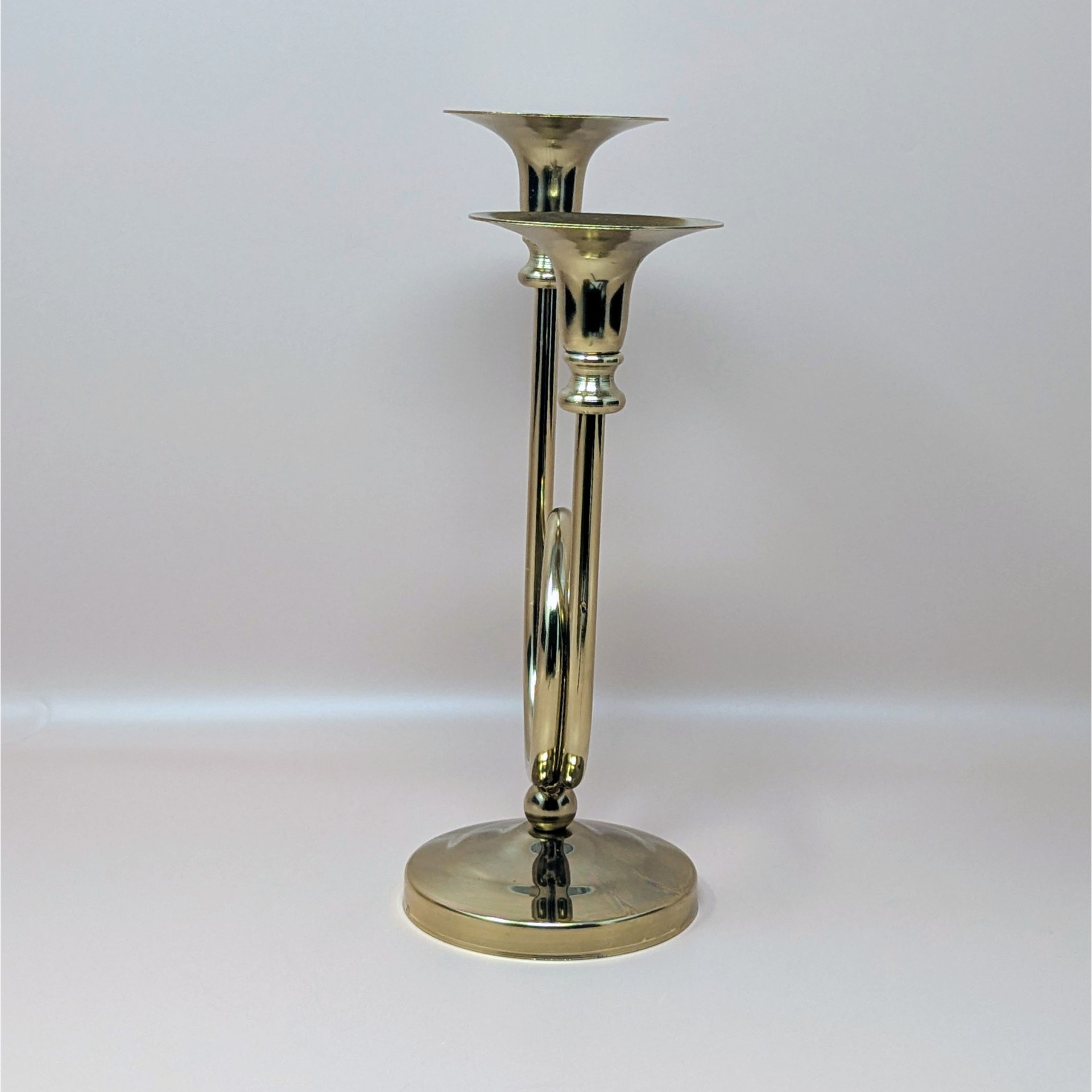 1980s Gold Horn Taper Candle Holder