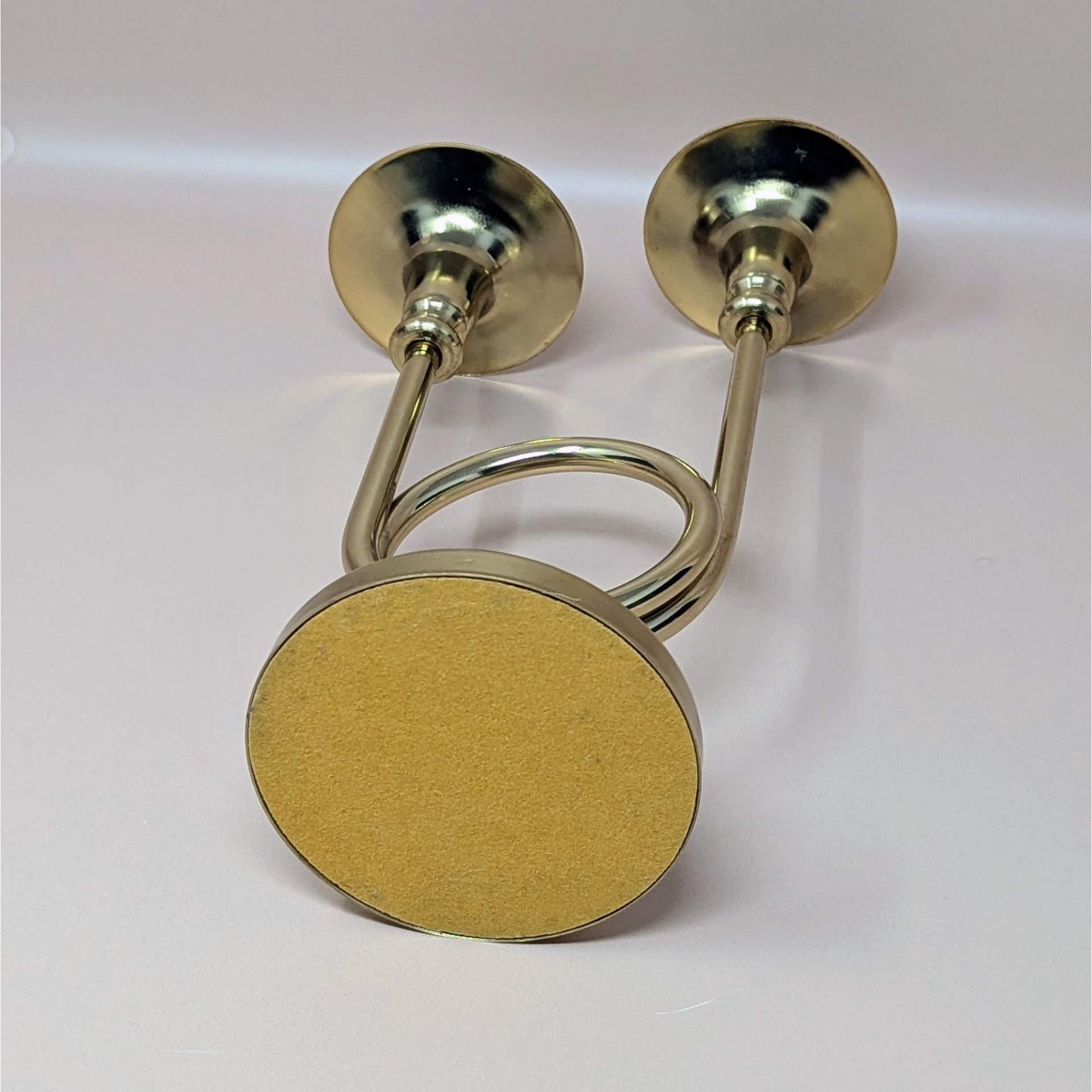 1980s Gold Horn Taper Candle Holder