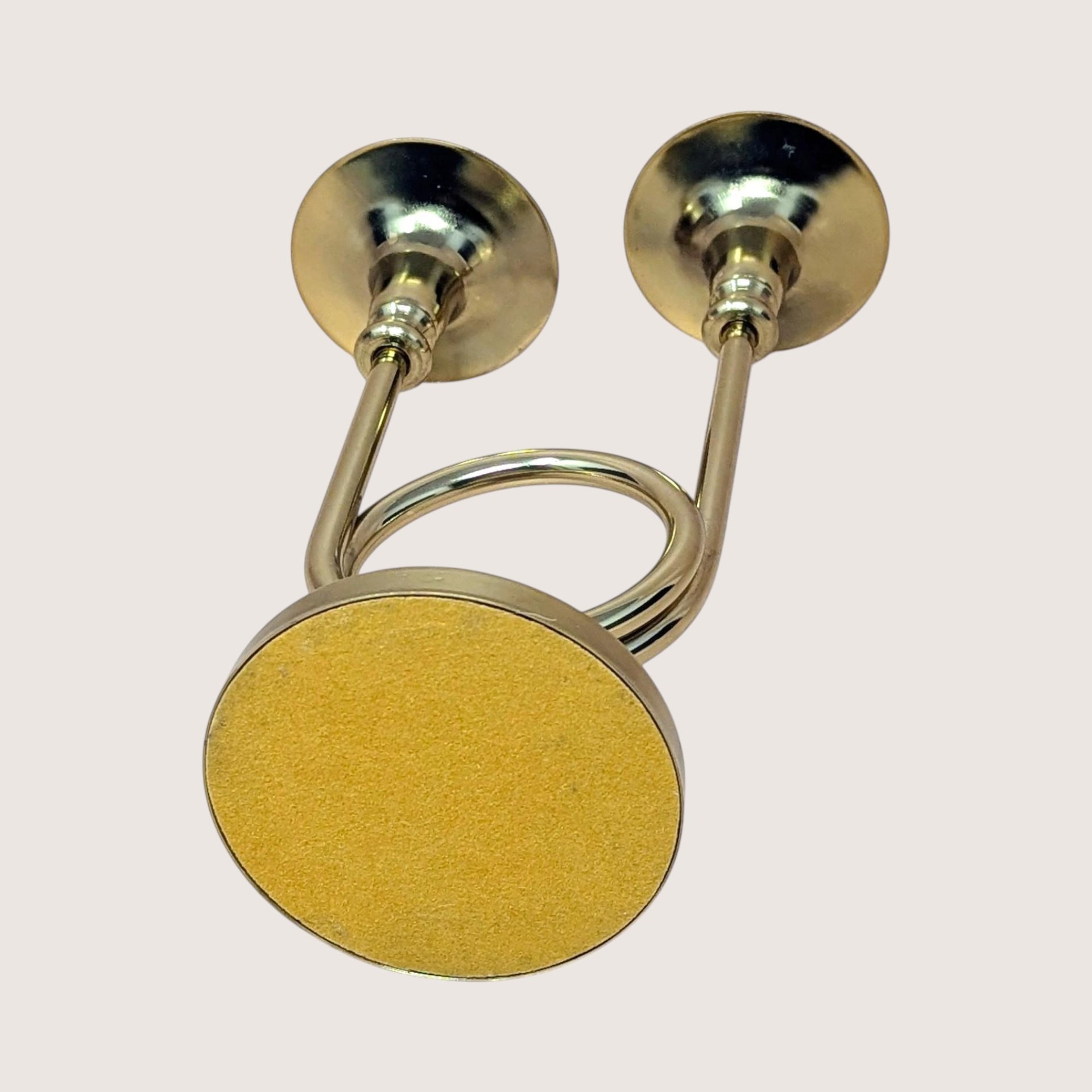 1980s Gold Tone Horn Taper Candle Holder