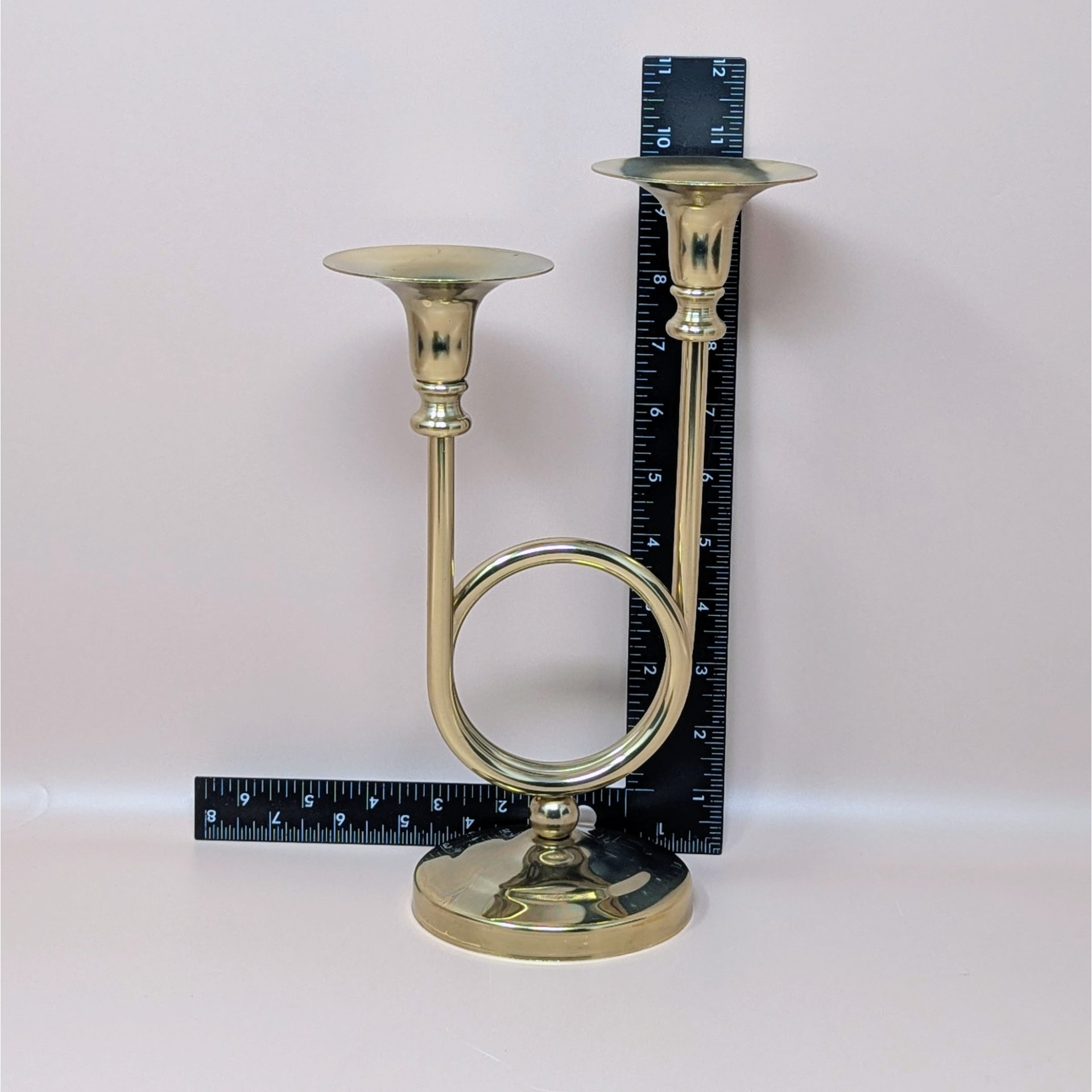 1980s Gold Horn Taper Candle Holder
