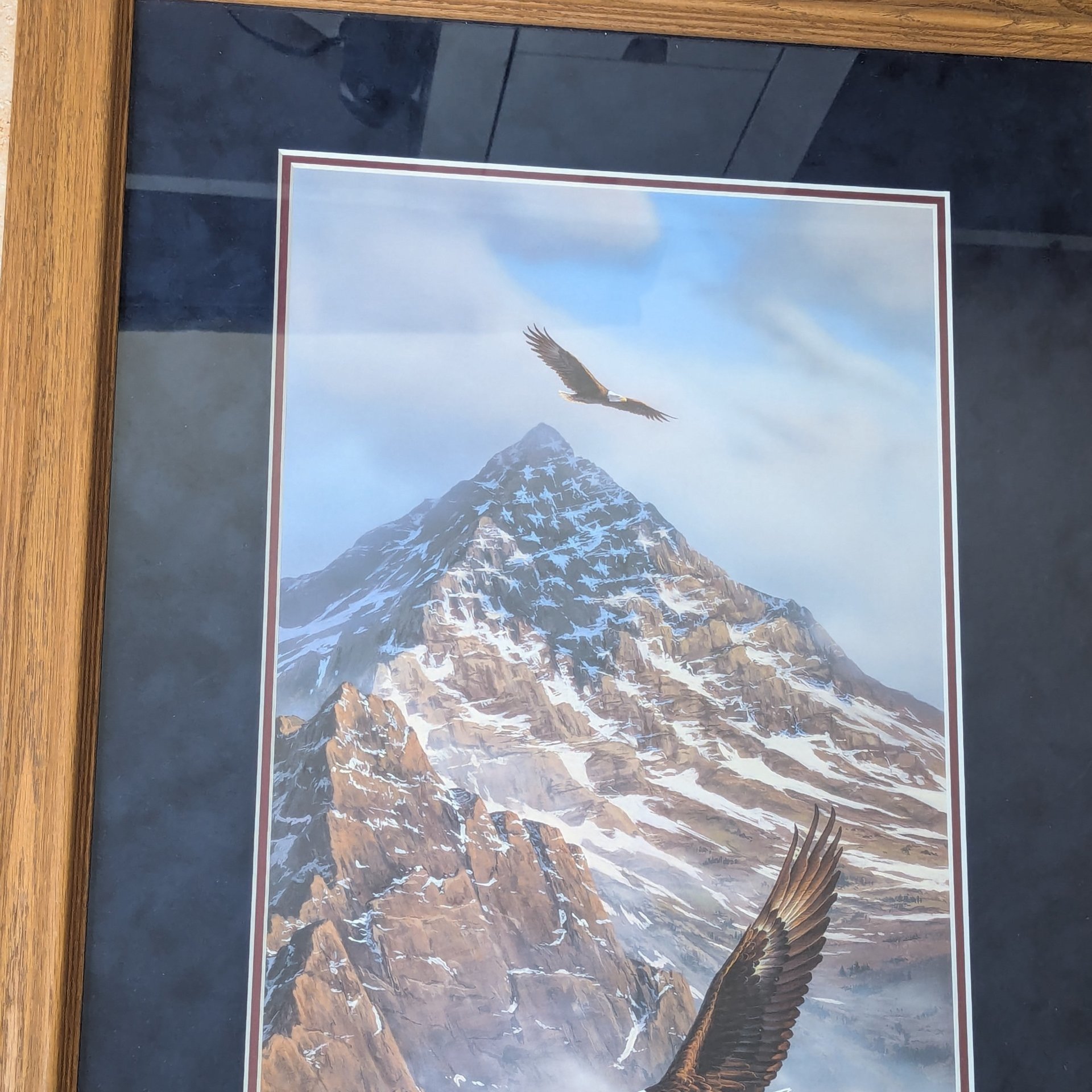 1989 Rick Kelley On Freedoms Wing Framed Eagle Mountain Print