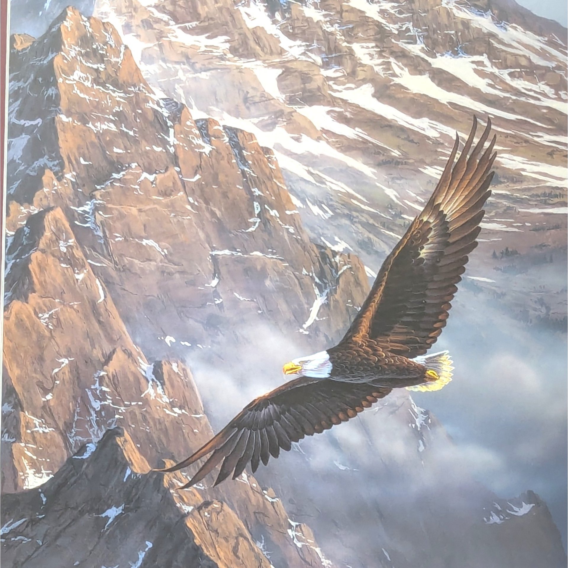 1989 Rick Kelley On Freedoms Wing Framed Eagle Mountain Print