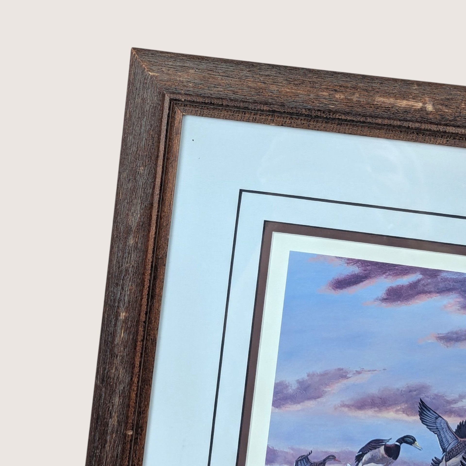 1980s Rhynard Klingbeil Mallards at Sunset Framed Signed Numbered Print
