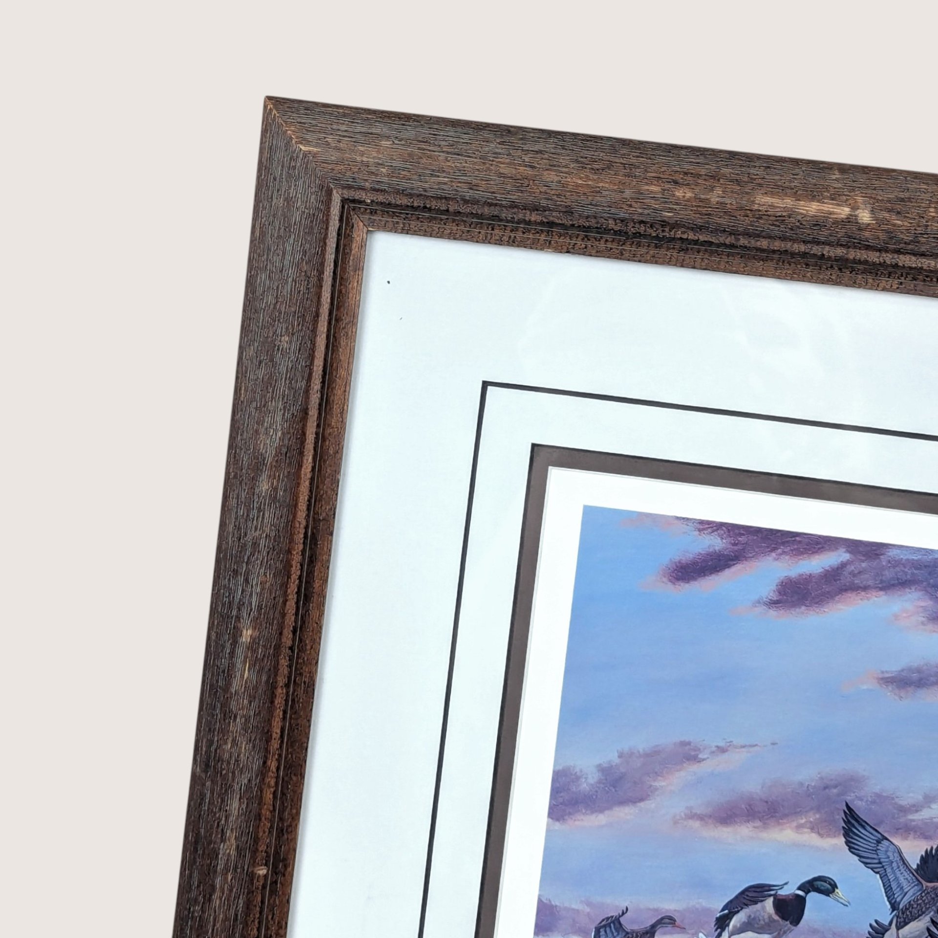 1980s Rhynard Klingbeil Mallards at Sunset Framed Signed Numbered Print