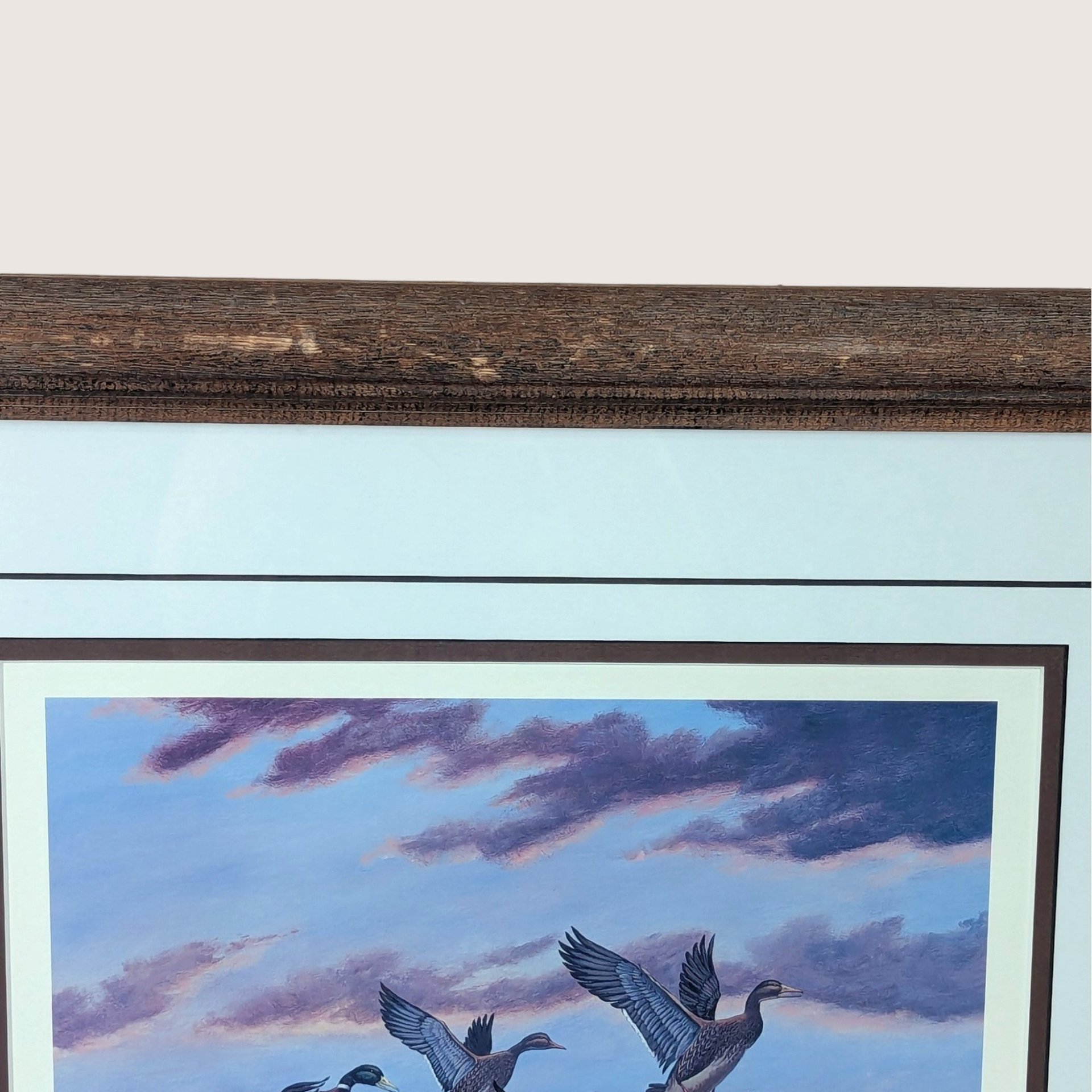 1980s Rhynard Klingbeil Mallards at Sunset Framed Signed Numbered Print