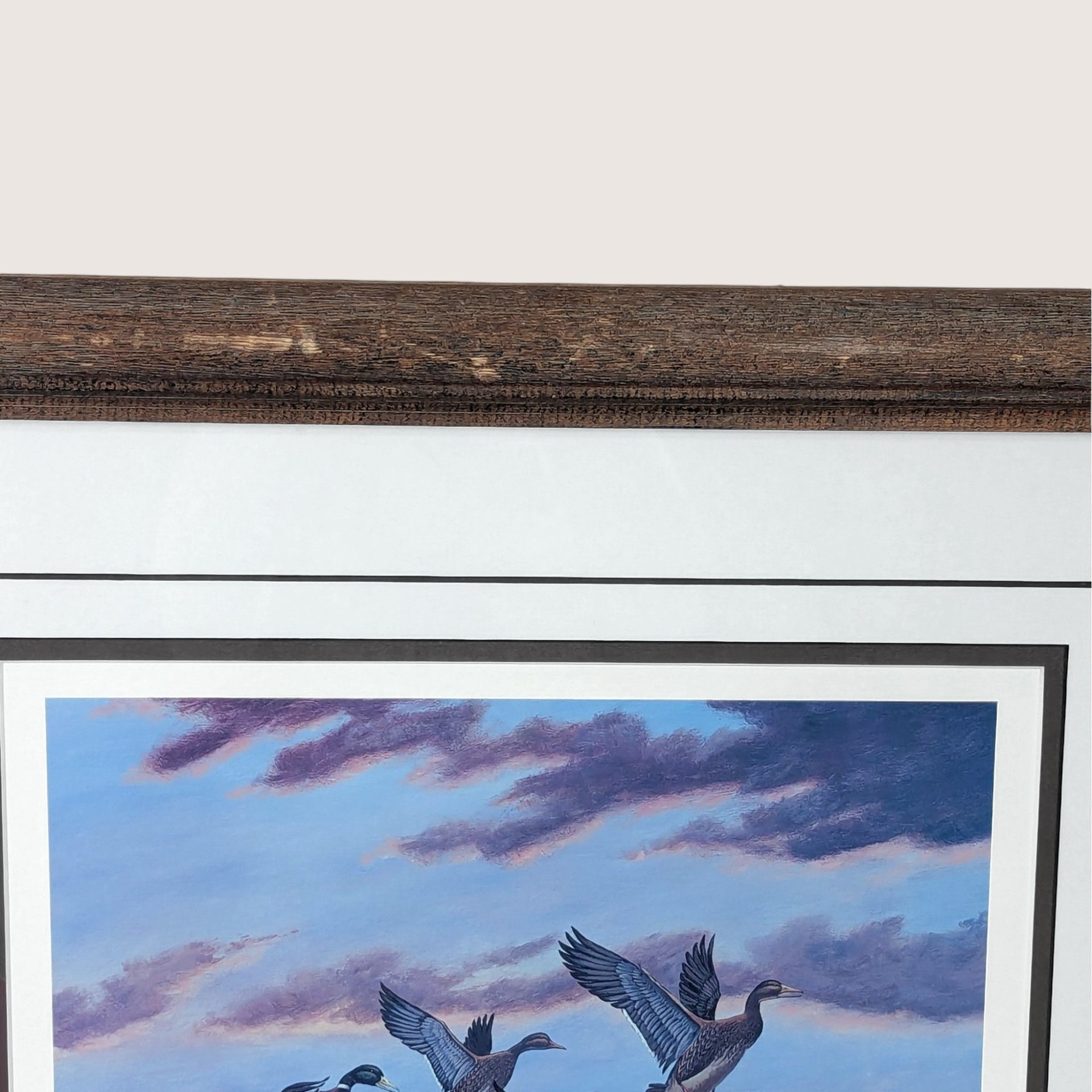 1980s Rhynard Klingbeil Mallards at Sunset Framed Signed Numbered Print