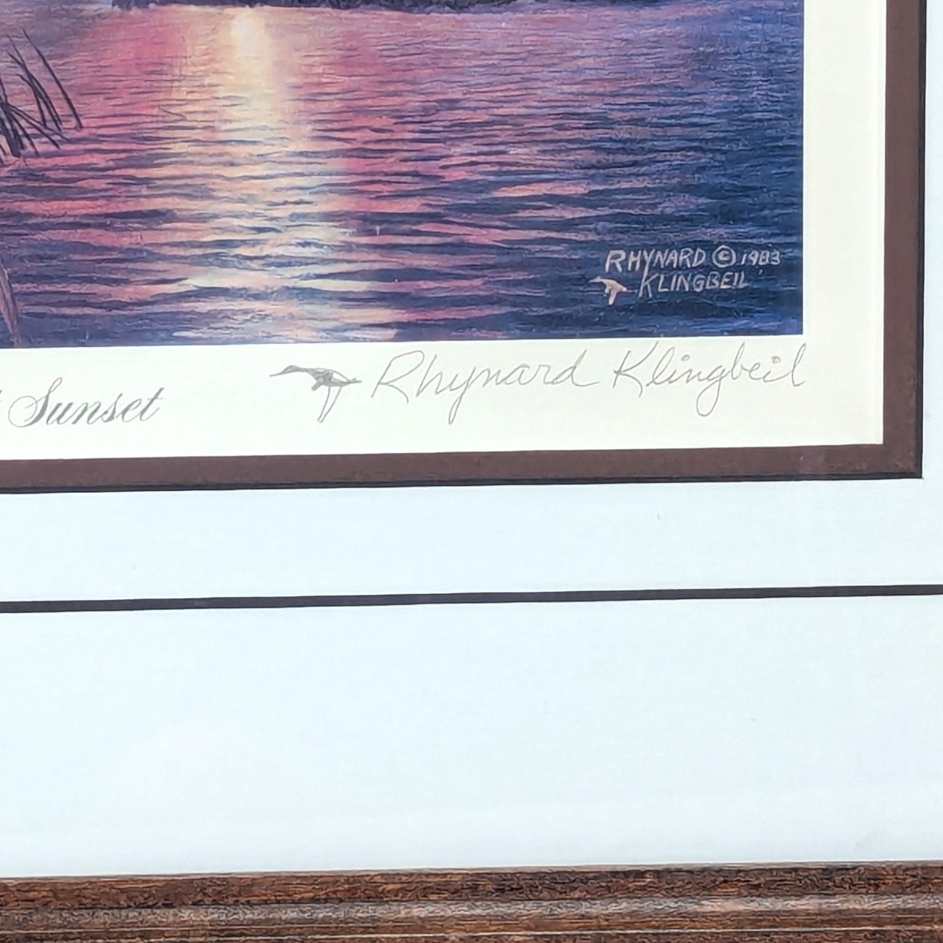 1980s Rhynard Klingbeil Mallards at Sunset Framed Signed Numbered Print