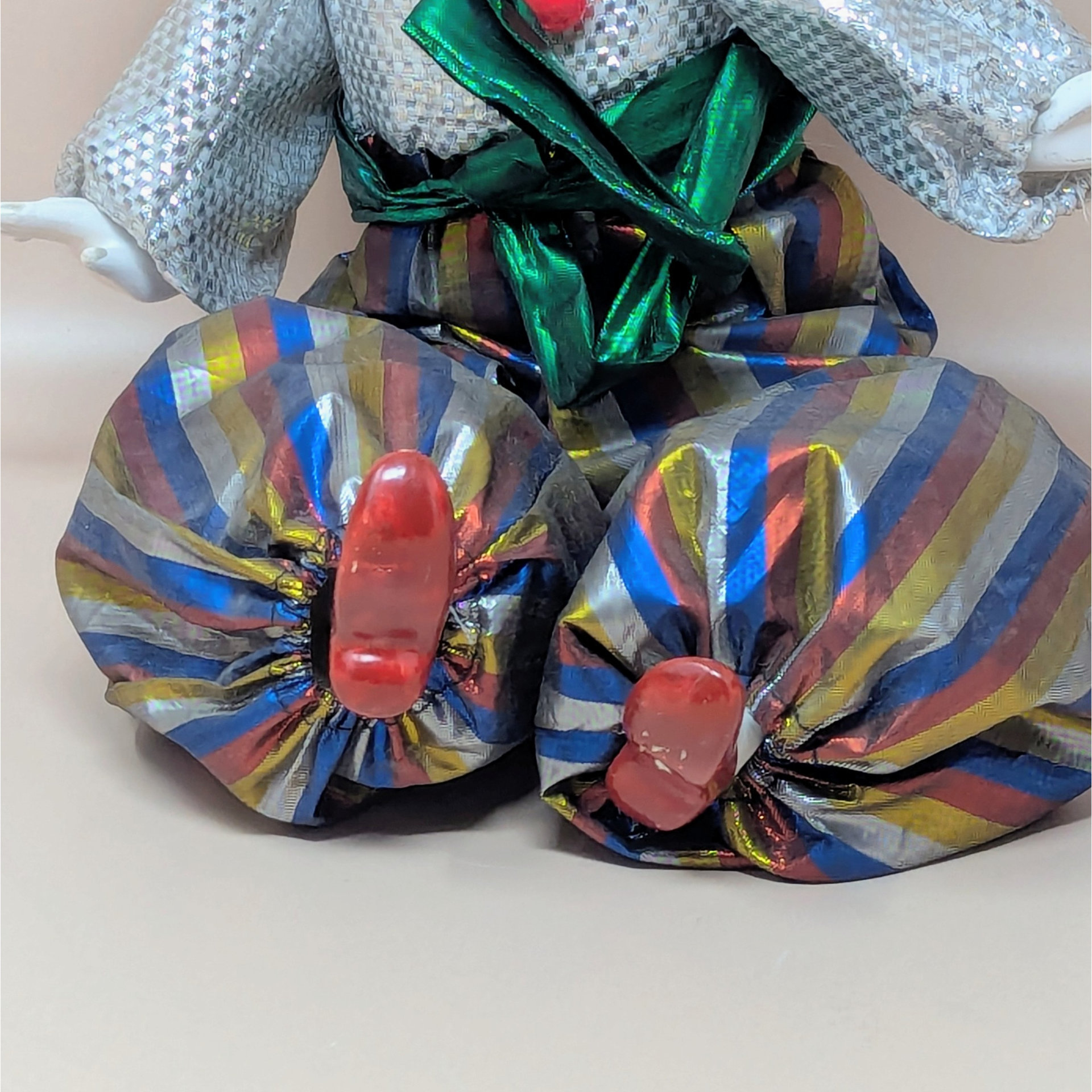 1980s Porcelain Head Posable Colorful Clown Doll